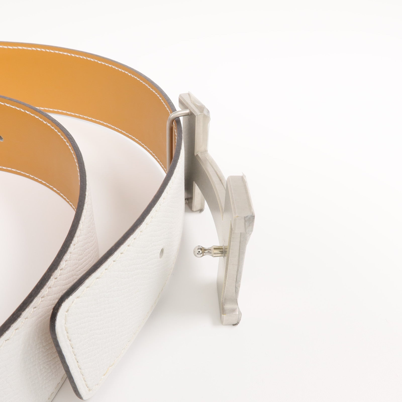 HERMES Epsom皮革Constance Belt銀扣皮帶Beton