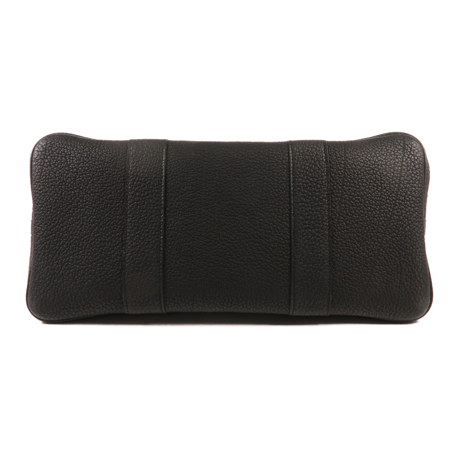 HERMES 帆布Garden Party PM銀扣手挽袋Black/White