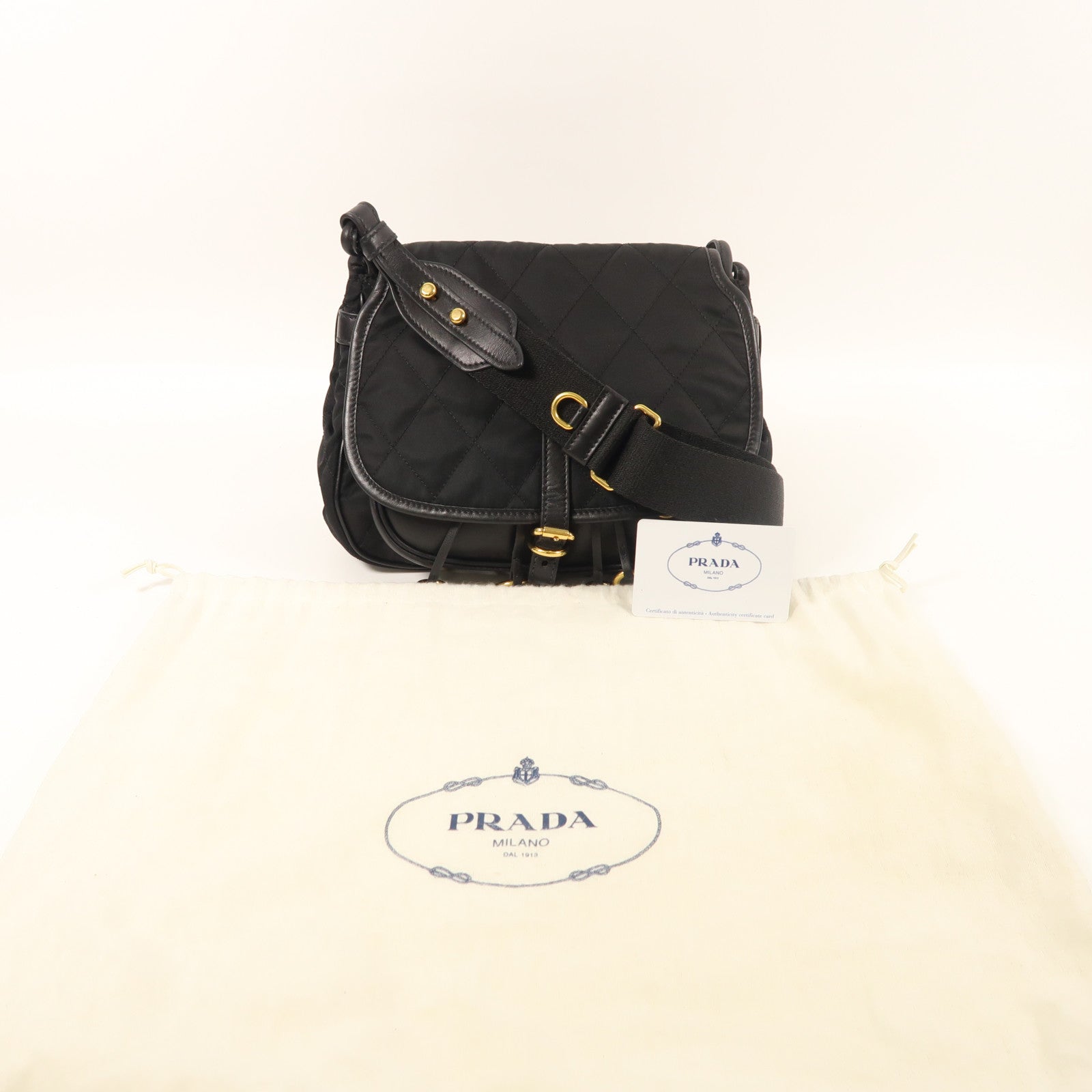 PRADA 尼龍/皮革Shoulder Bag金扣肩背袋