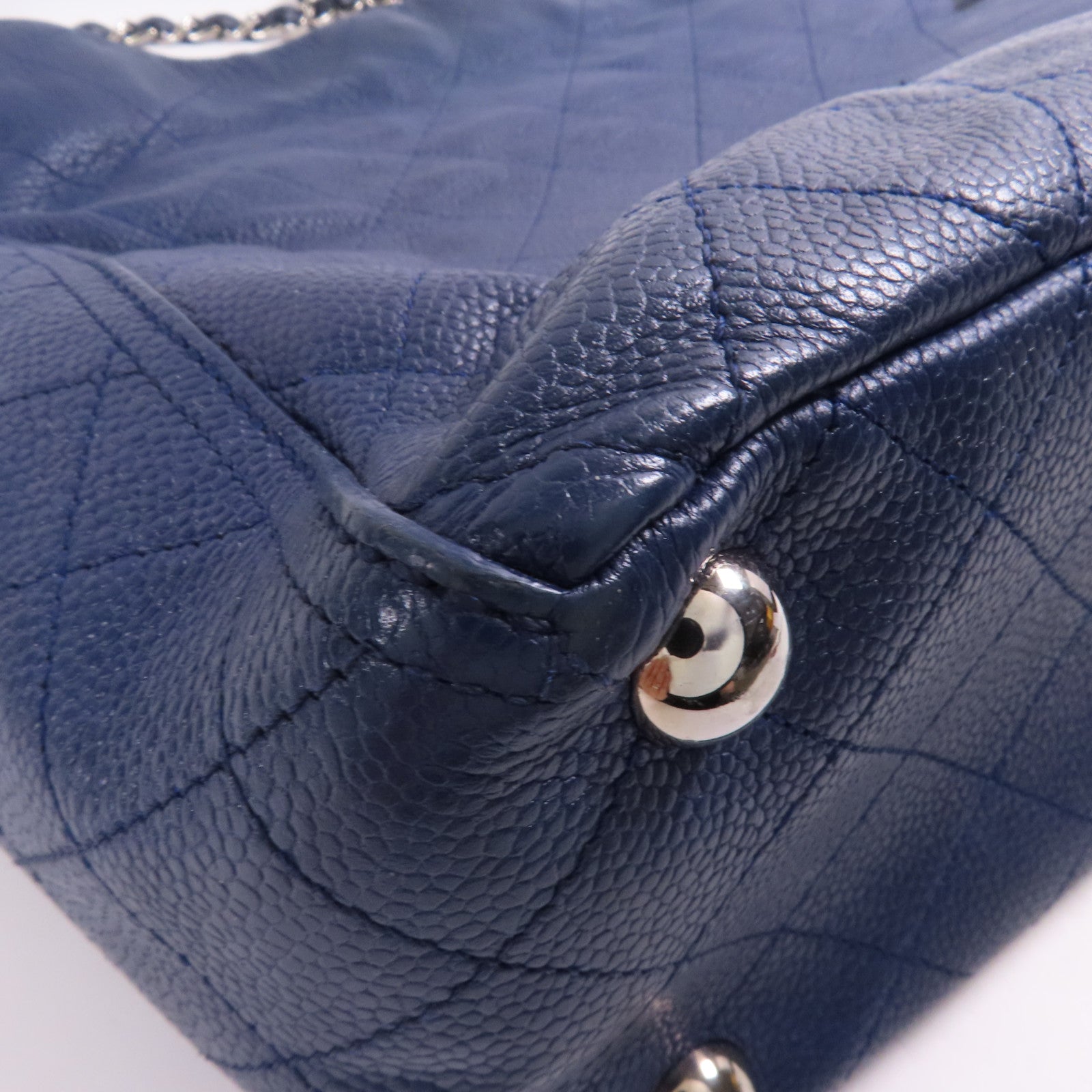 CHANEL 牛皮皮革皮革Shoulder Bag銀扣鏈帶肩背袋
