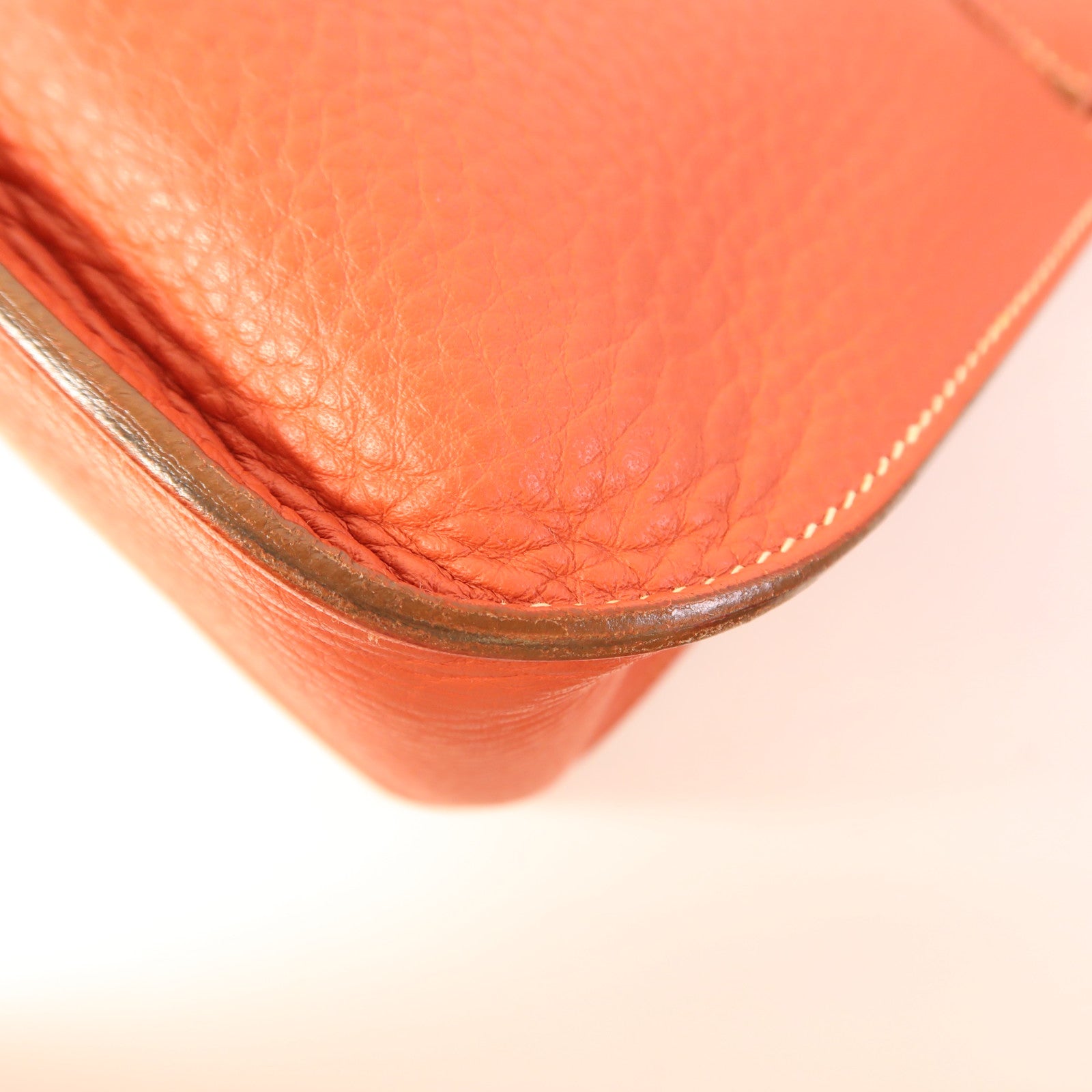 HERMES Clemence皮革Jypsiere 28銀扣肩背袋Capucine