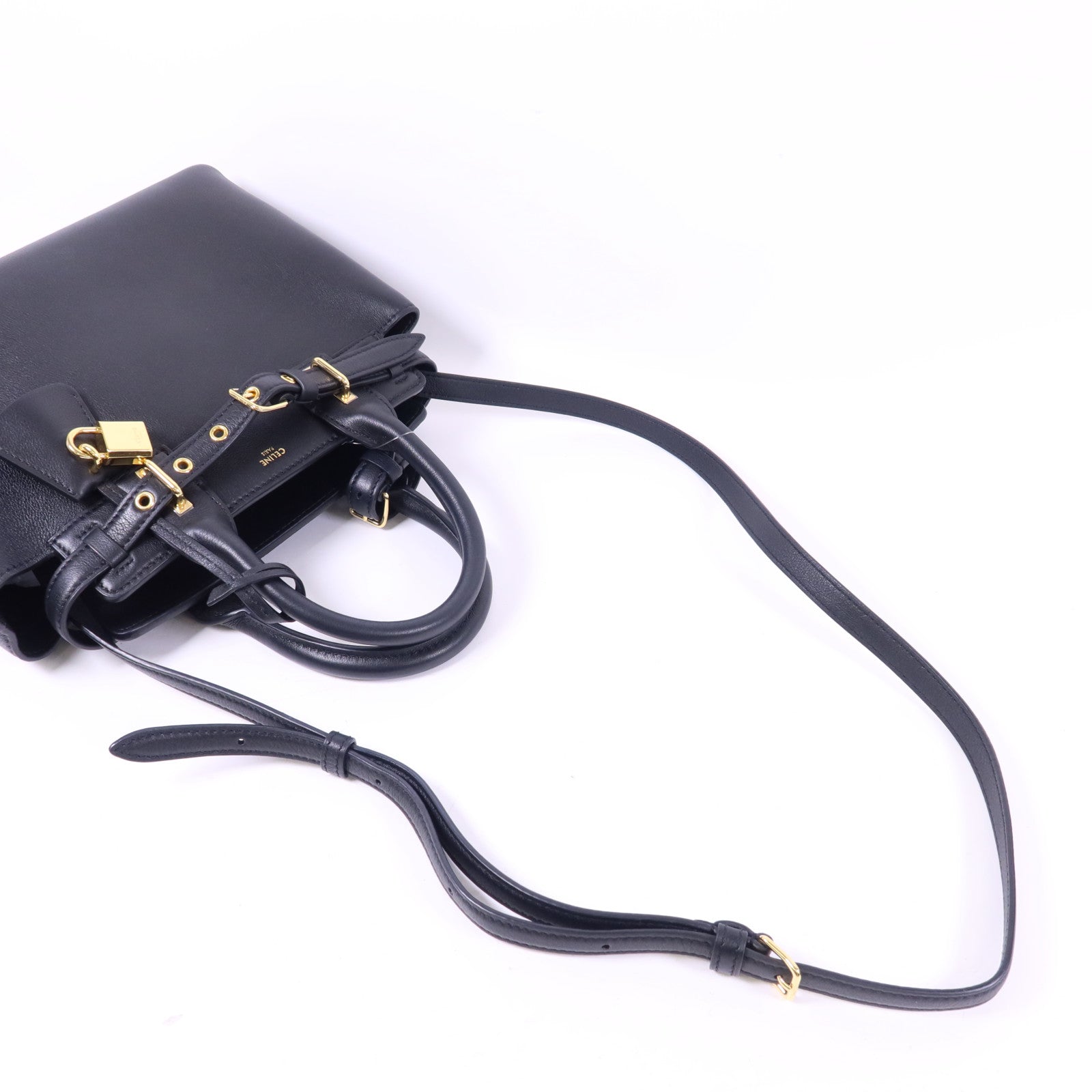 CELINE 牛皮皮革Teen Celine Conti Bag金扣手挽肩背兩用袋