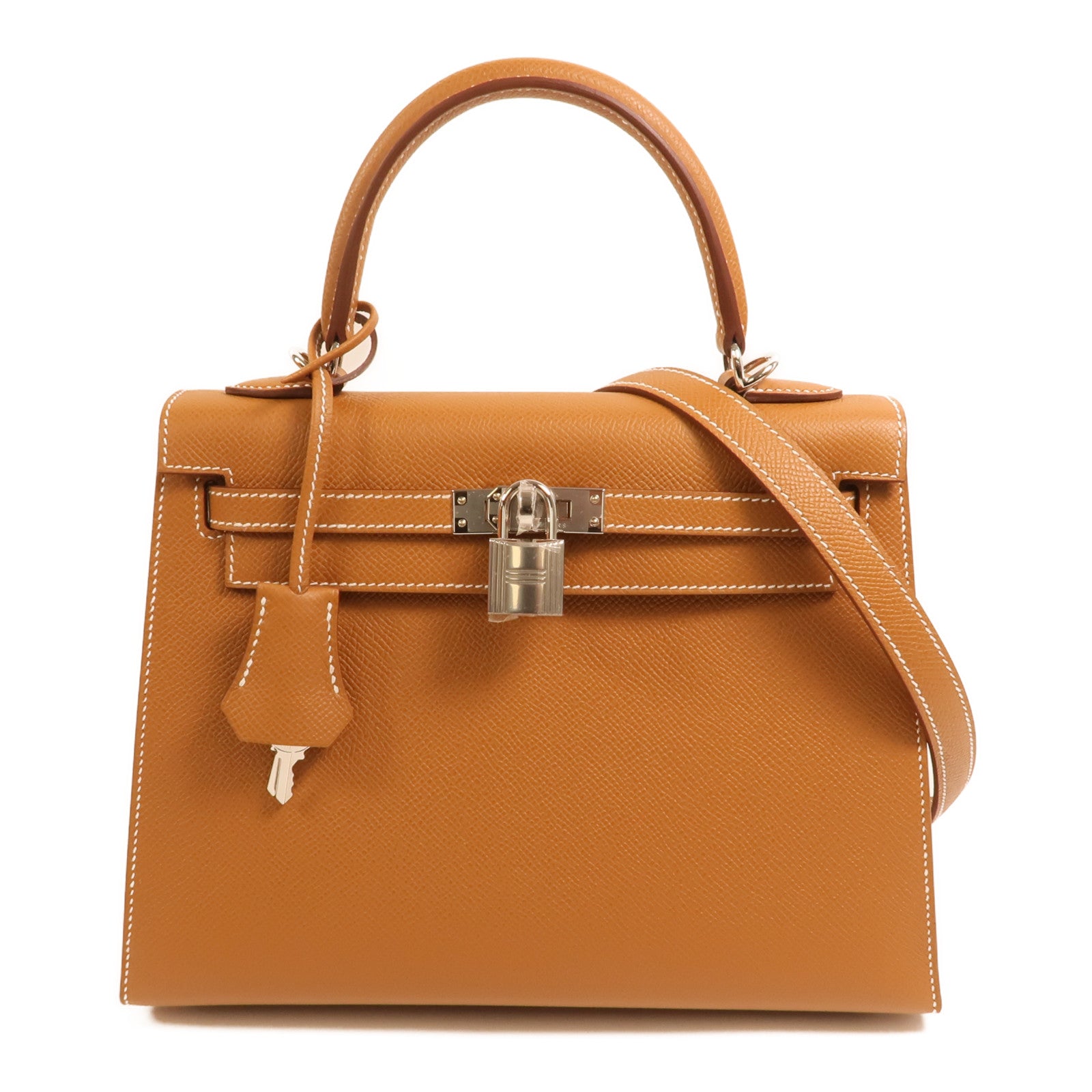 HERMES Epsom皮革Kelly 25銀扣手挽肩背兩用袋