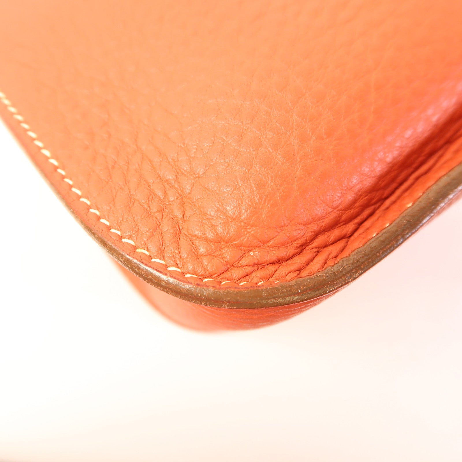 HERMES Clemence皮革Jypsiere 28銀扣肩背袋Capucine