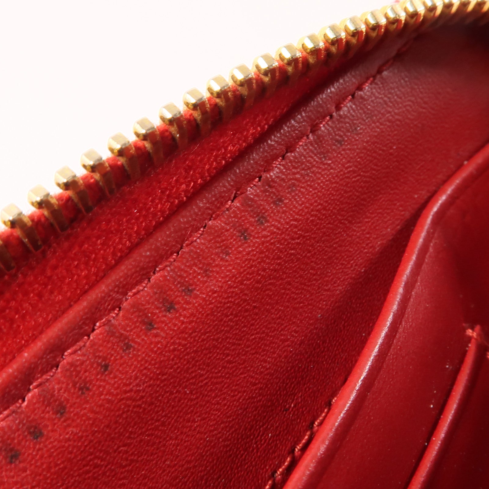 PRADA 皮革Zipper Wallet金扣錢包紅色