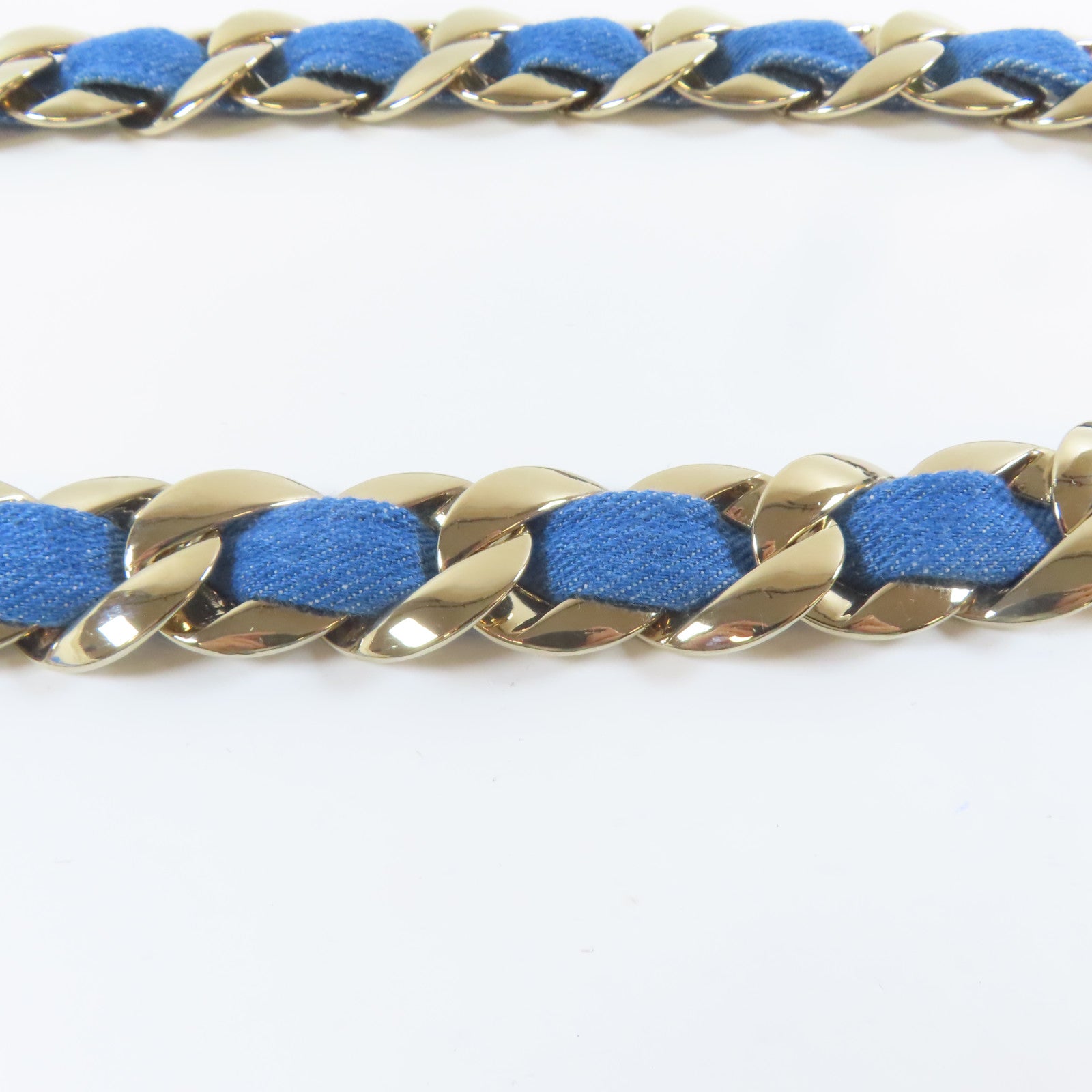 CHANEL 【激減優惠】金屬/牛仔布料Chain Belt腰帶金色/藍色