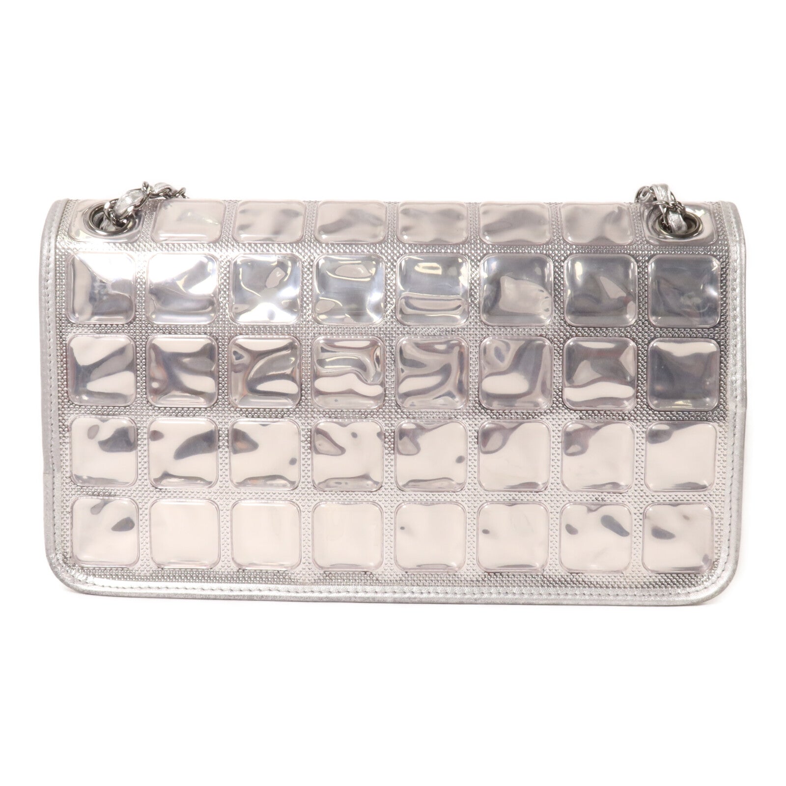 CHANEL 羊皮皮革/PVC Chain Shoulder鏈帶肩背袋