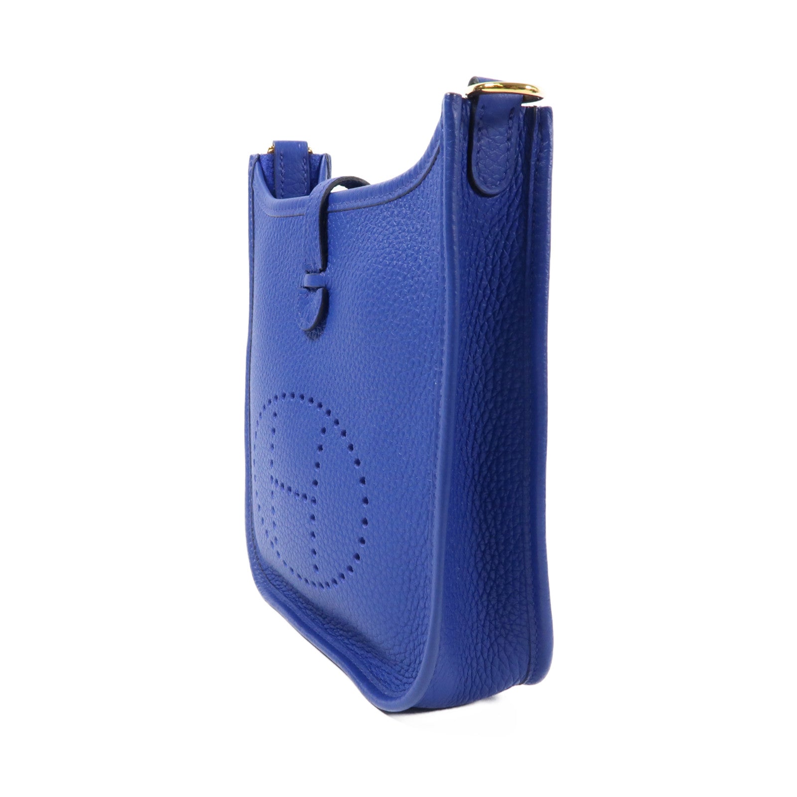 HERMES Clemence皮革Evelyne TPM金扣肩背袋Bleu Electrique/藍色