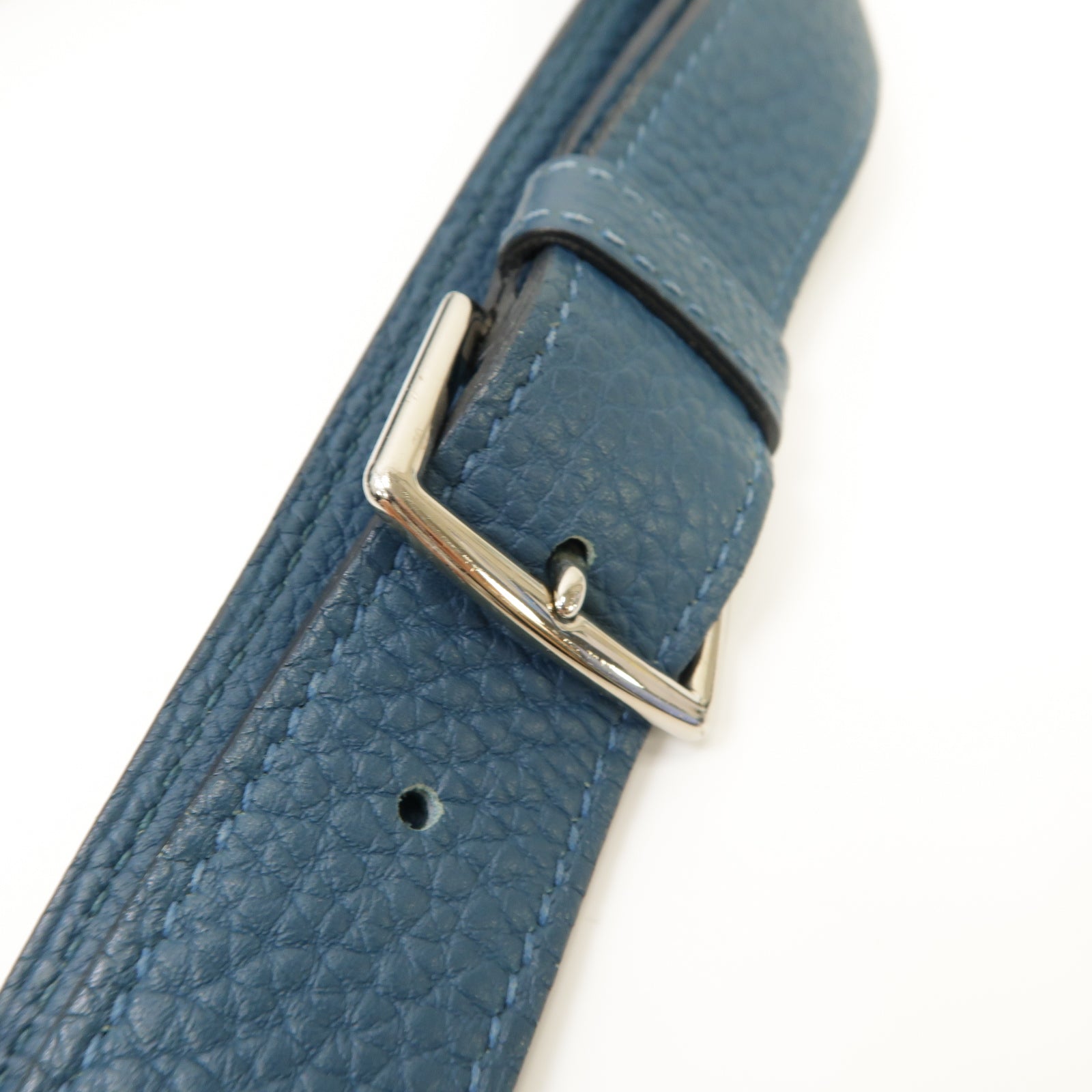HERMES Clemence皮革So Kelly 20銀扣肩背袋Colvert藍色