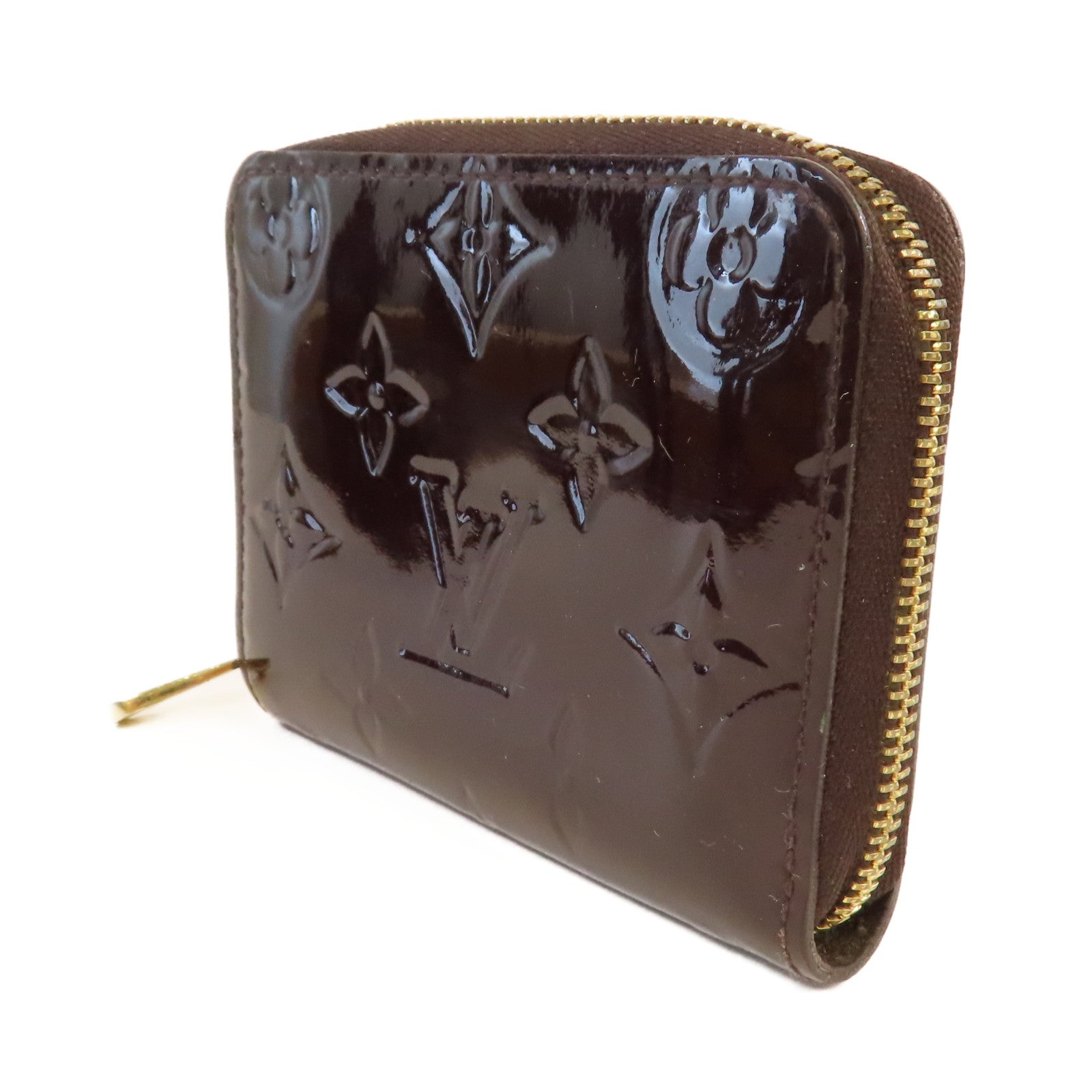 LOUIS VUITTON 【激減優惠】Monogram Vernis Zippy Coin Purse金扣拉鏈零錢卡套酒紅色