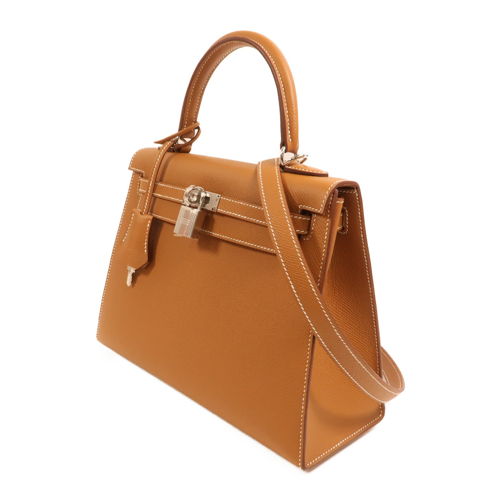 HERMES Epsom皮革Kelly 25銀扣手挽肩背兩用袋