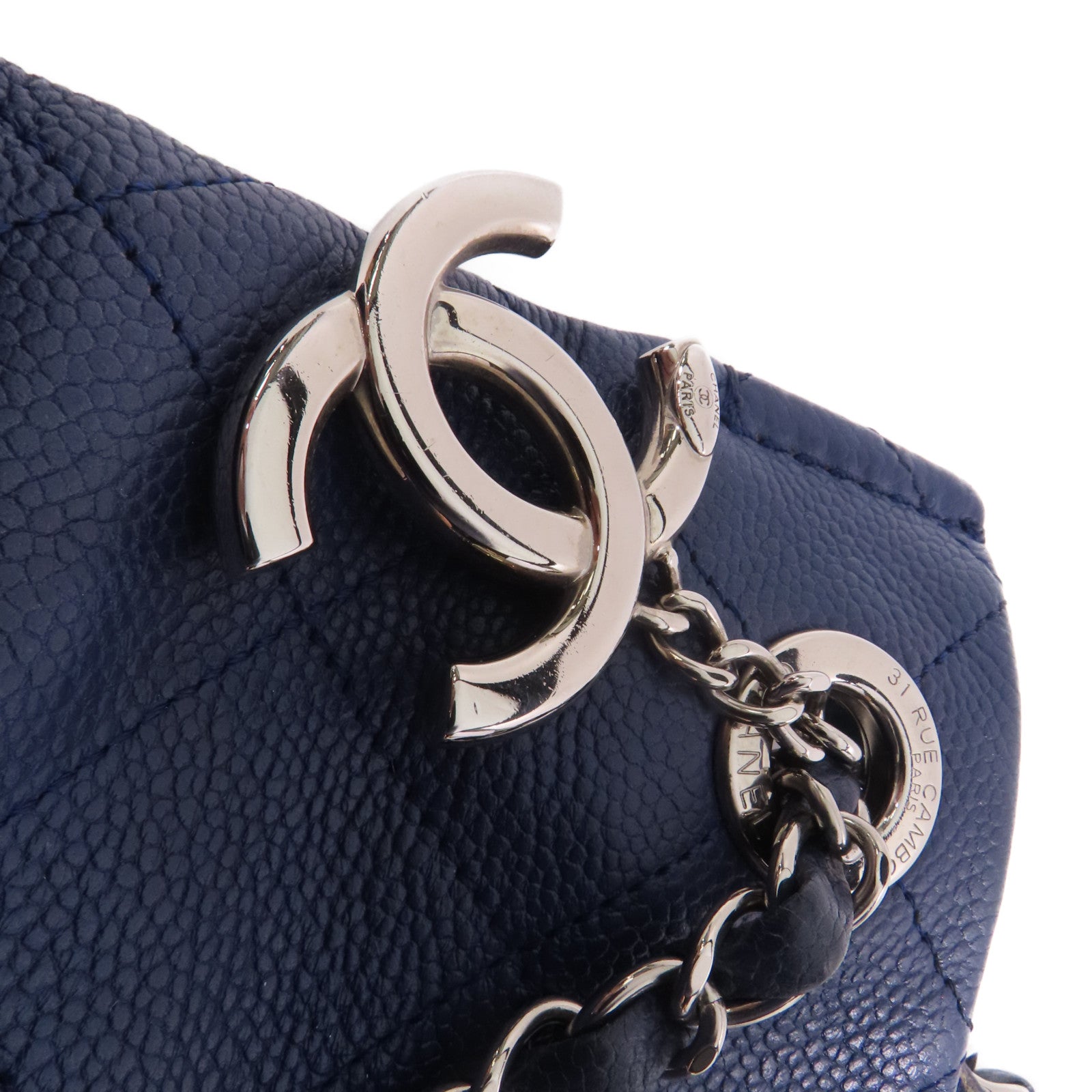 CHANEL 牛皮皮革皮革Shoulder Bag銀扣鏈帶肩背袋