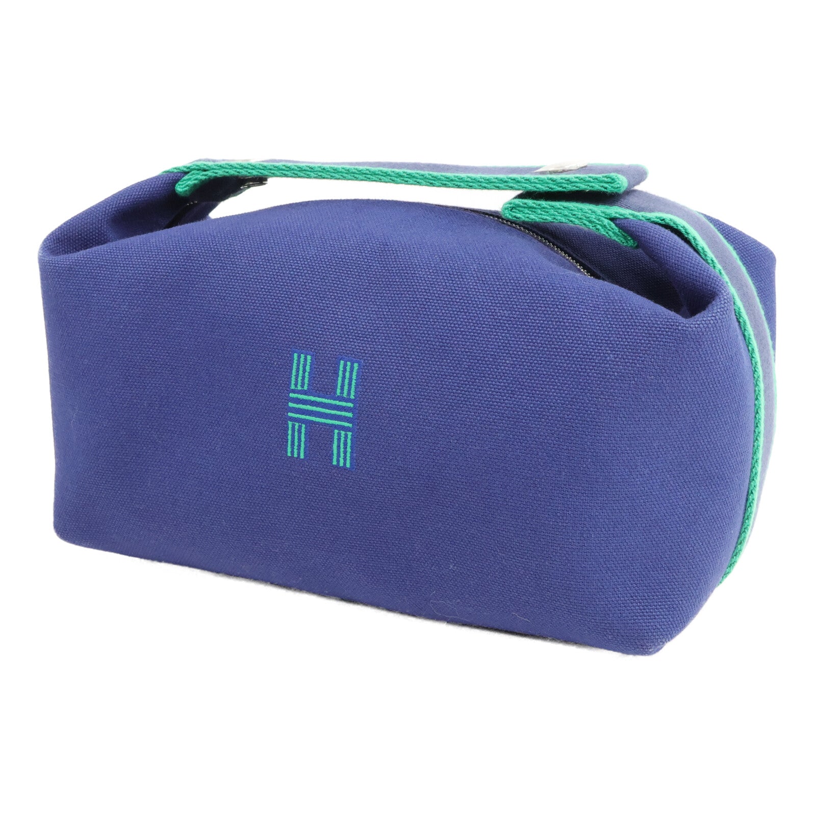 HERMES 帆布Bride A Brac PM手挽袋Bleu Marine
