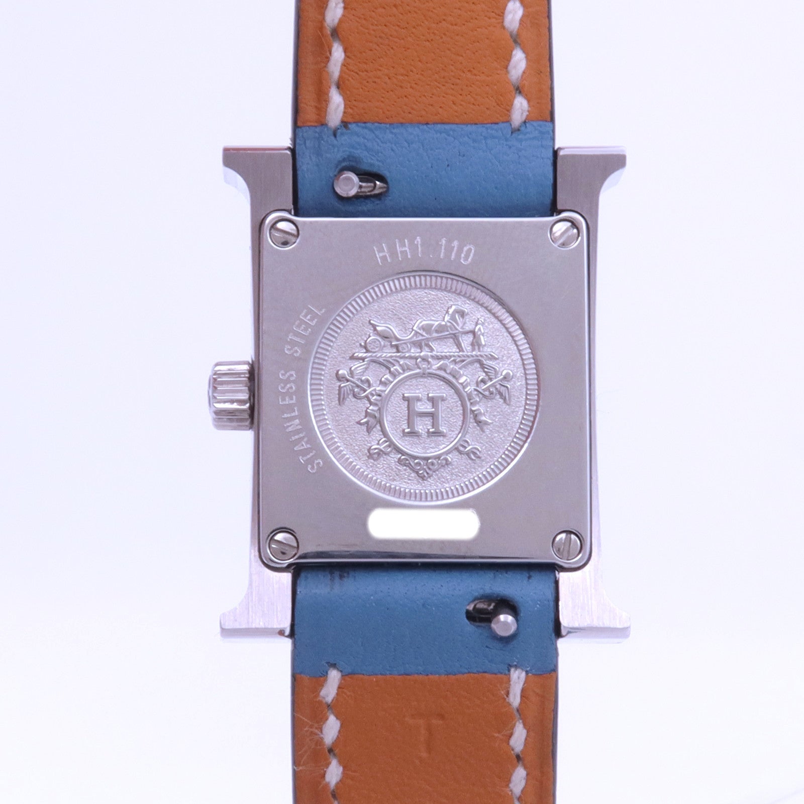 HERMES Heure H Watch不鏽鋼/皮革手錶石英機芯白色