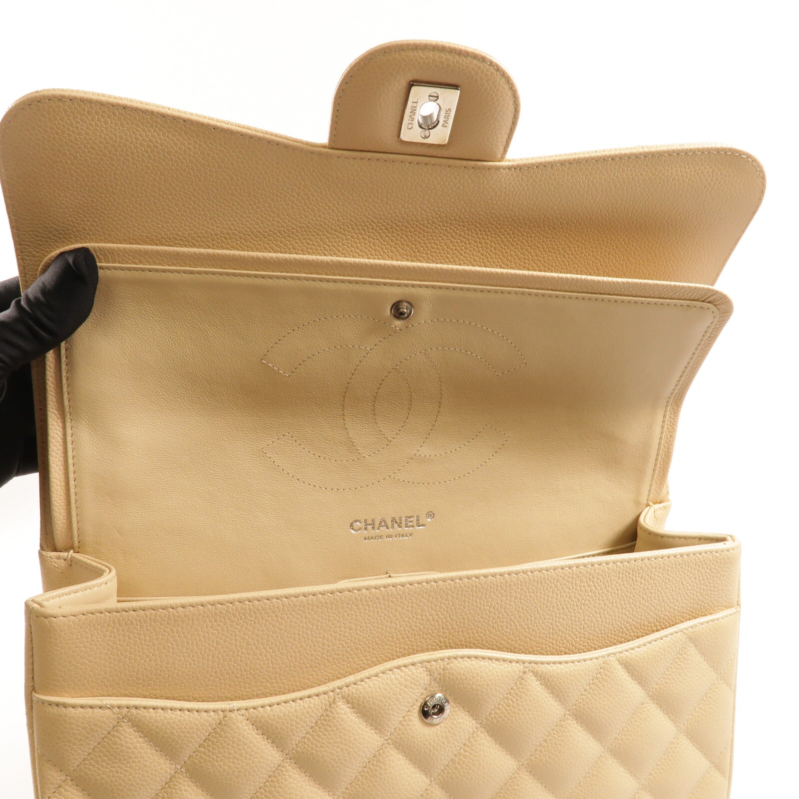 CHANEL 牛皮皮革Large Classic鏈帶肩背袋