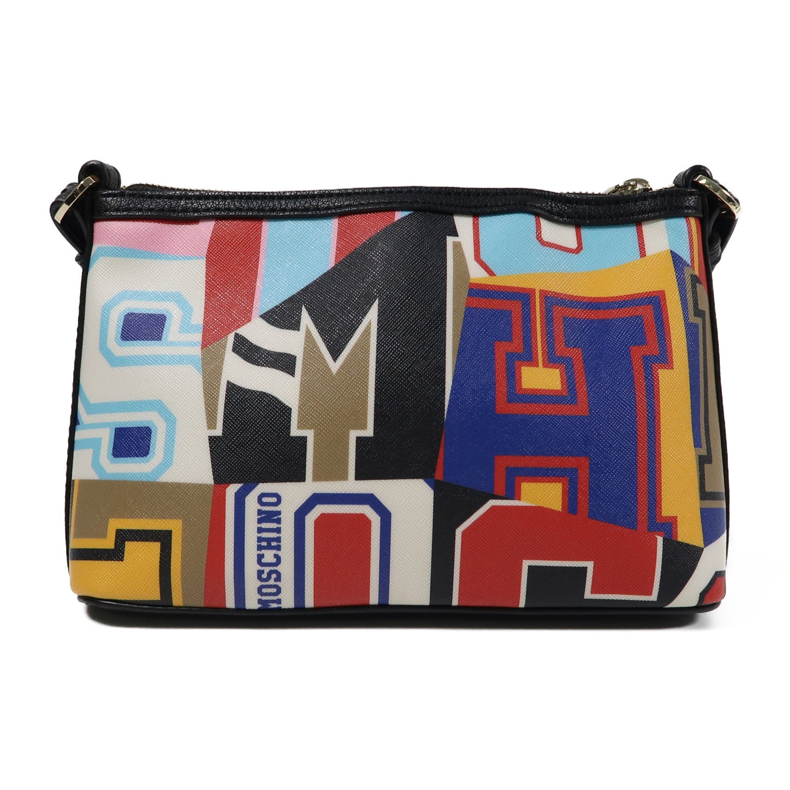 MOSCHINO 塗層帆布Shoulder Bag金扣肩背袋彩色
