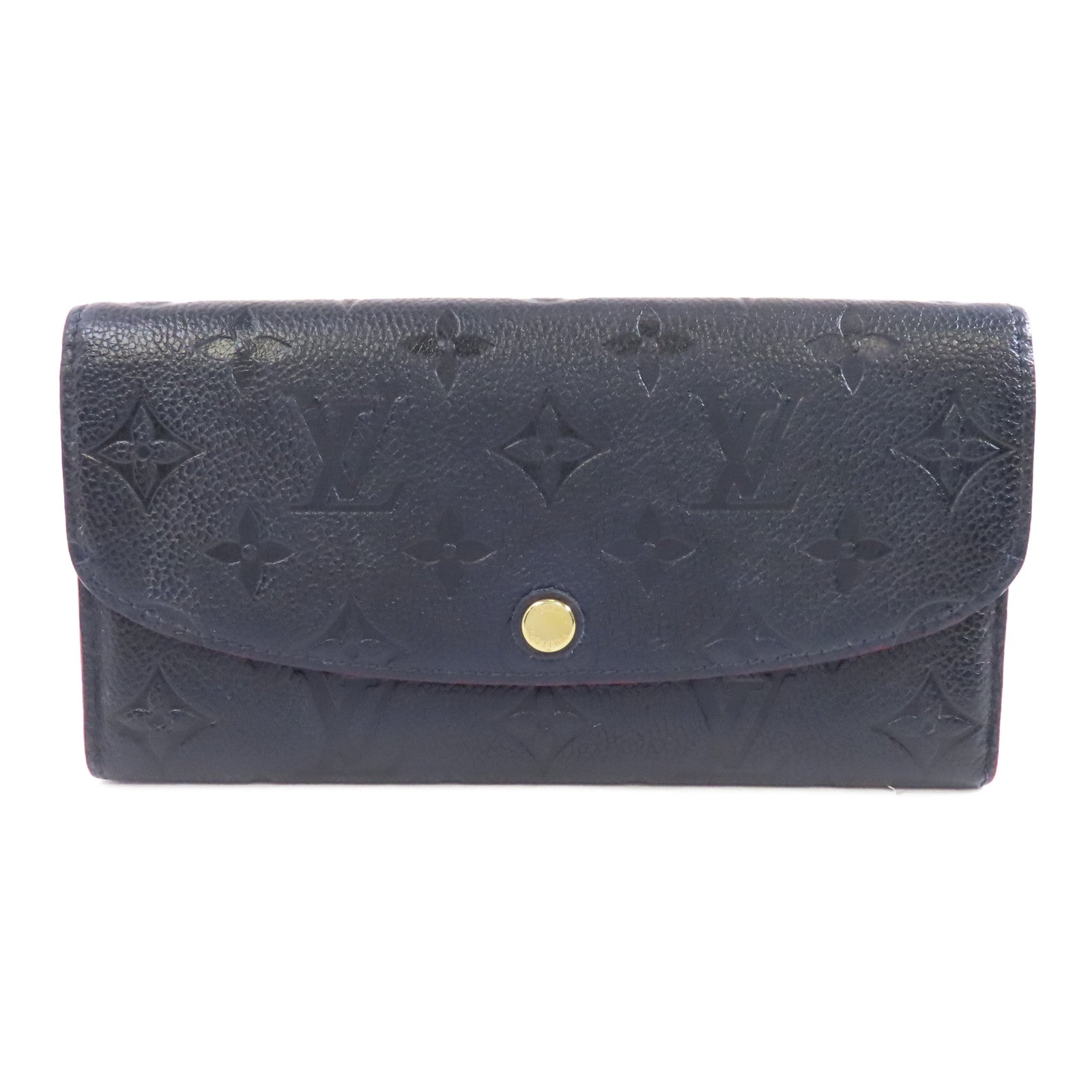 LOUIS VUITTON Monogram Empreinte Emilie金扣長錢包深藍色