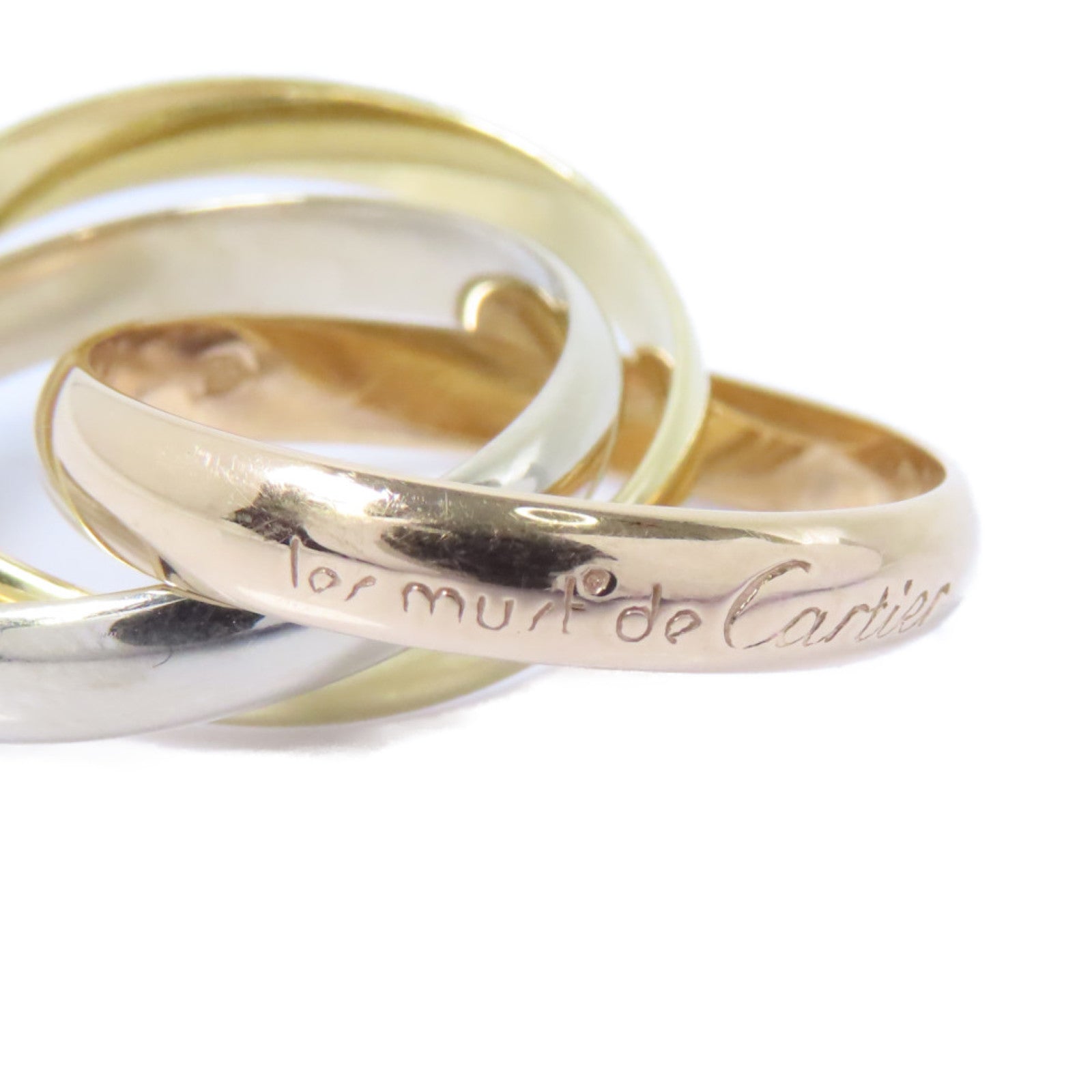 CARTIER 18K黃金/白金/玫瑰金Trinity Ring戒指Cartier#56/US#7.5