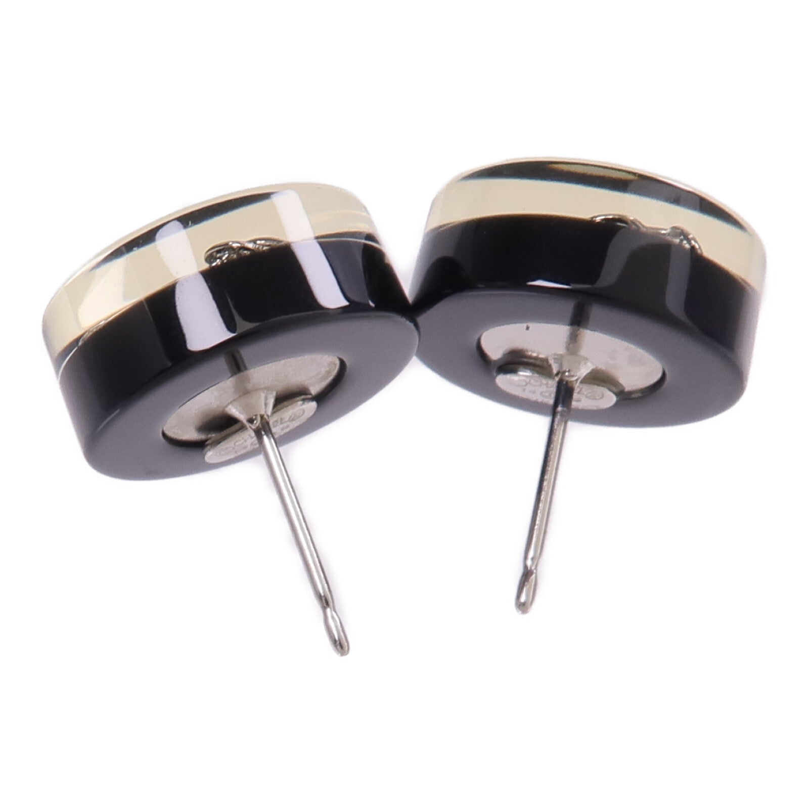 CHANEL PVC/金屬Earrings銀扣耳環