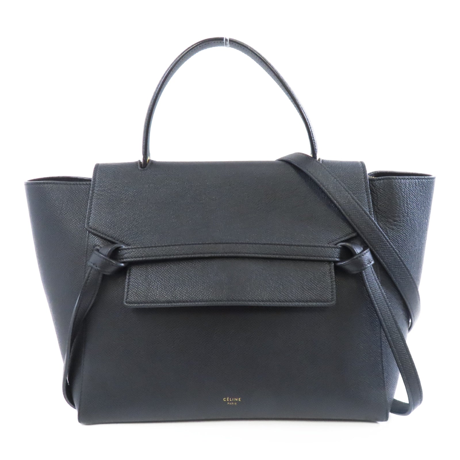 CELINE 牛皮皮革Mini Belt Bag金扣手挽肩背兩用袋黑色
