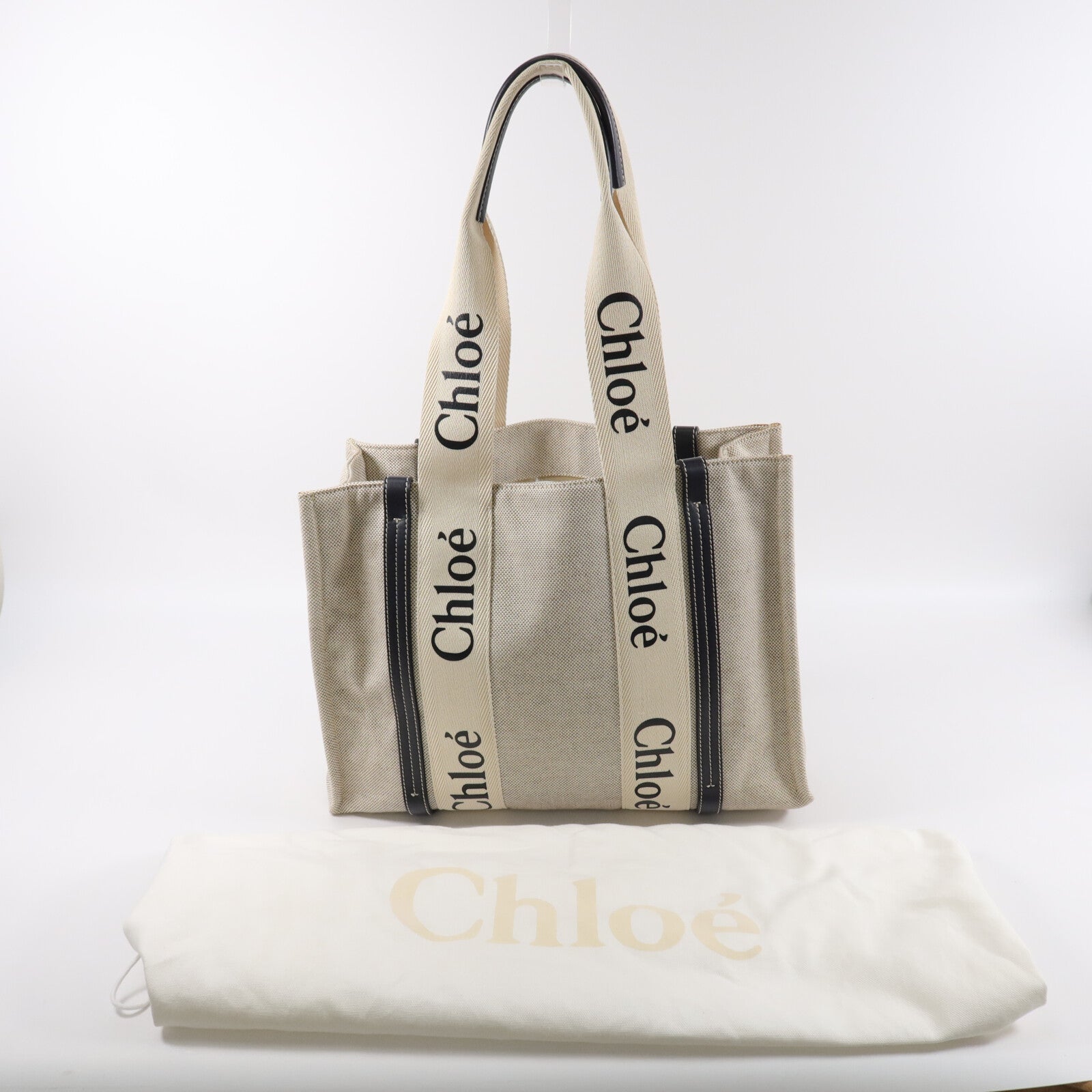 Chloe 帆布Woody Tote Medium肩背袋