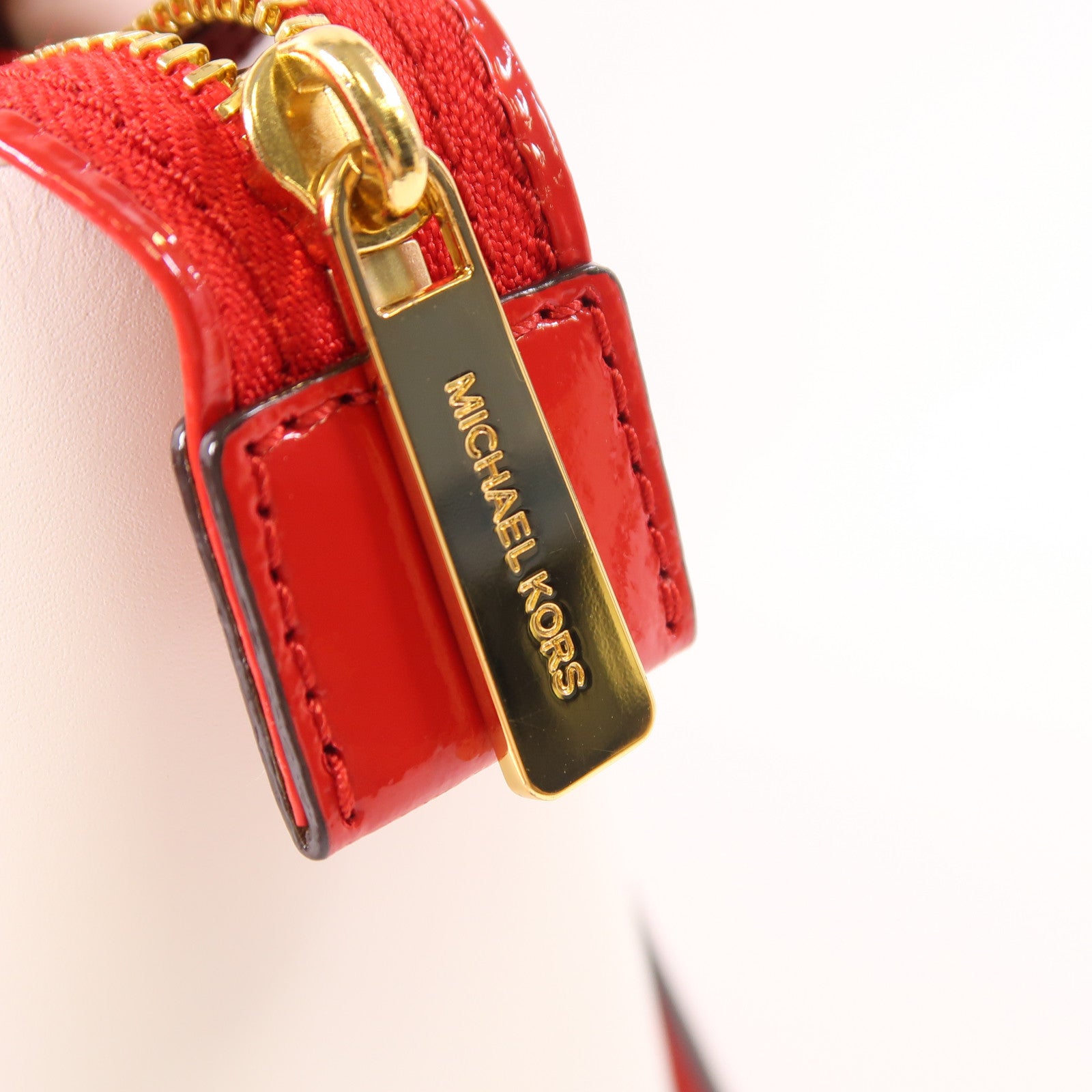 MICHAEL KORS GHW Hand Bag Patent Leather White/Red