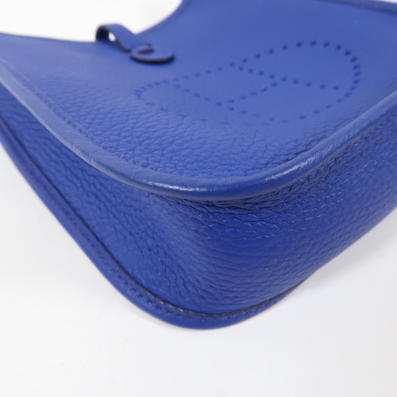 HERMES Clemence皮革Evelyne TPM金扣肩背袋Bleu Electrique/藍色