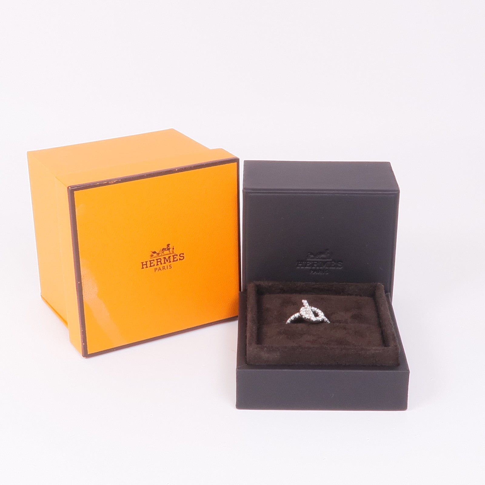 HERMES 18K白金Finesse Ring鑽石戒指Hermesw#51/US#5.5