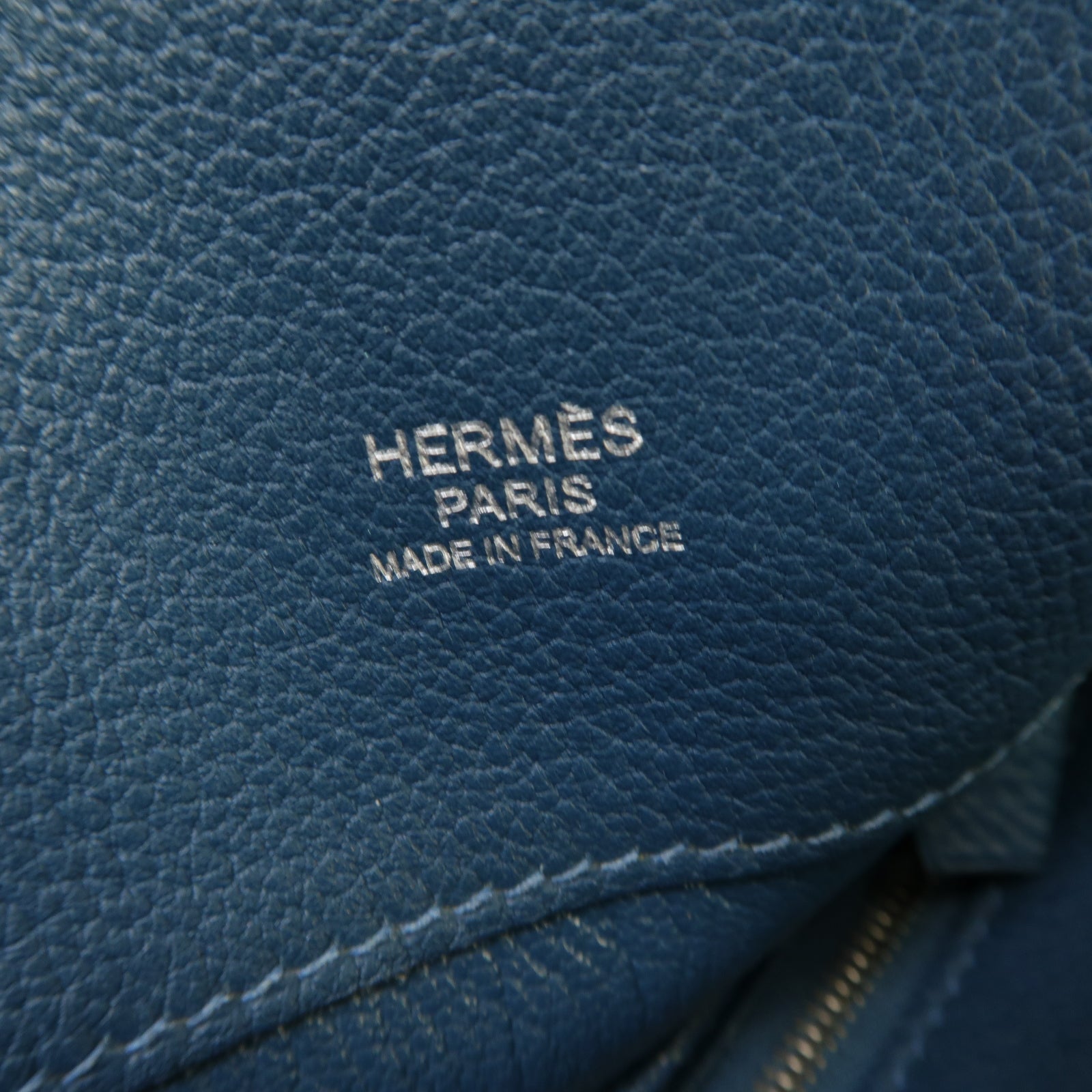 HERMES Clemence皮革So Kelly 20銀扣肩背袋Colvert藍色
