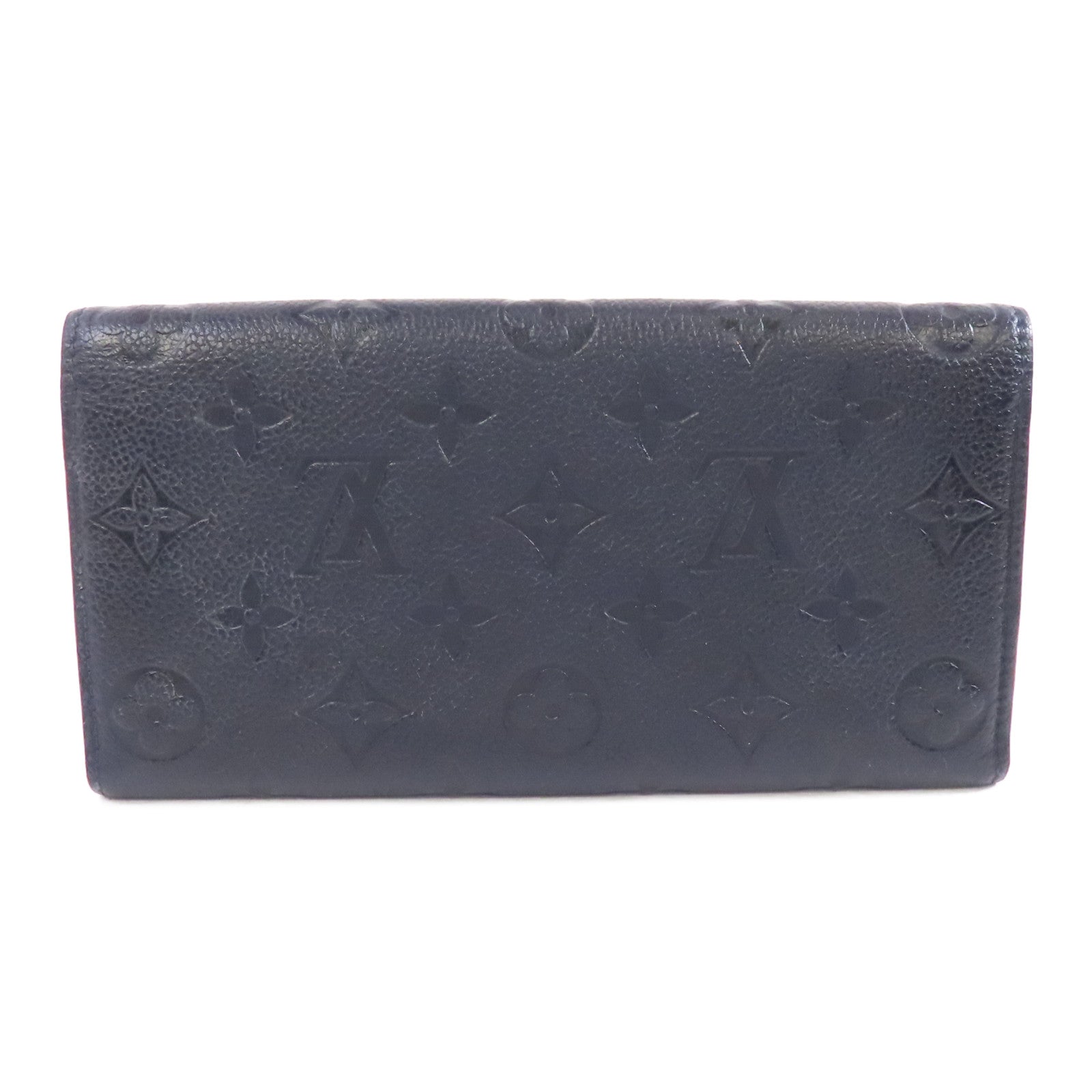 LOUIS VUITTON Monogram Empreinte Emilie金扣長錢包深藍色