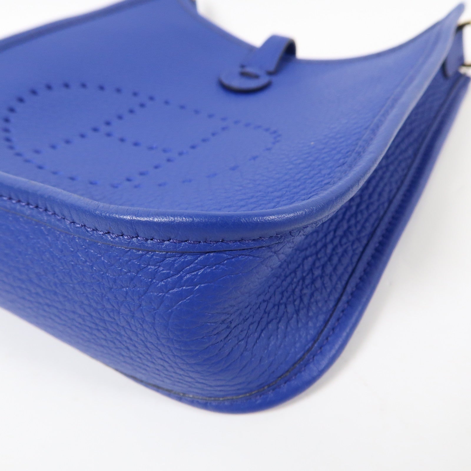 HERMES Clemence皮革Evelyne TPM金扣肩背袋Bleu Electrique/藍色