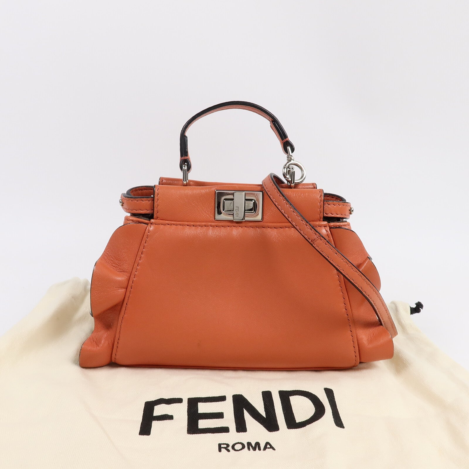 FENDI 羊皮皮革Mini Peekaboo手挽肩背兩用袋
