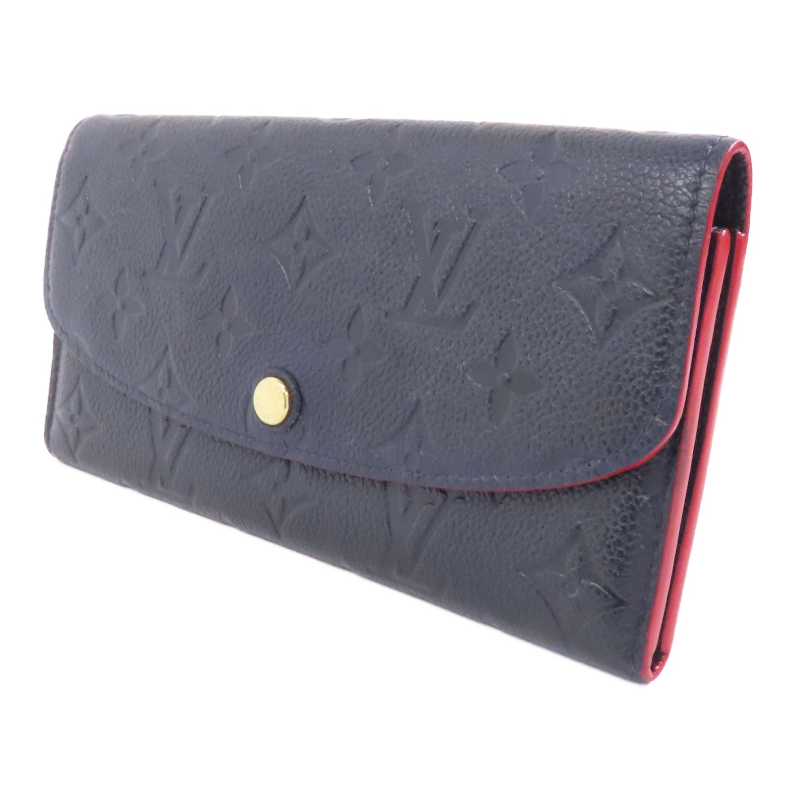 LOUIS VUITTON Monogram Empreinte Emilie金扣長錢包深藍色