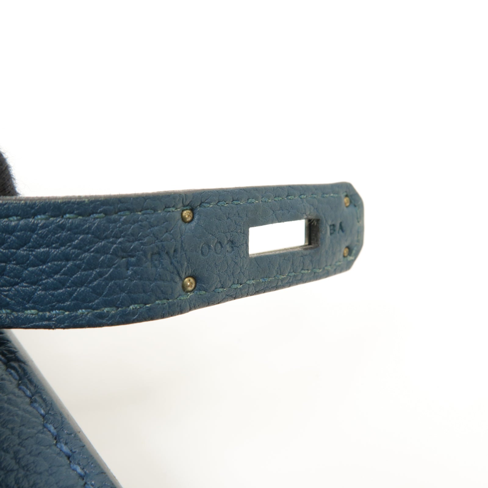 HERMES Clemence皮革So Kelly 20銀扣肩背袋Colvert藍色