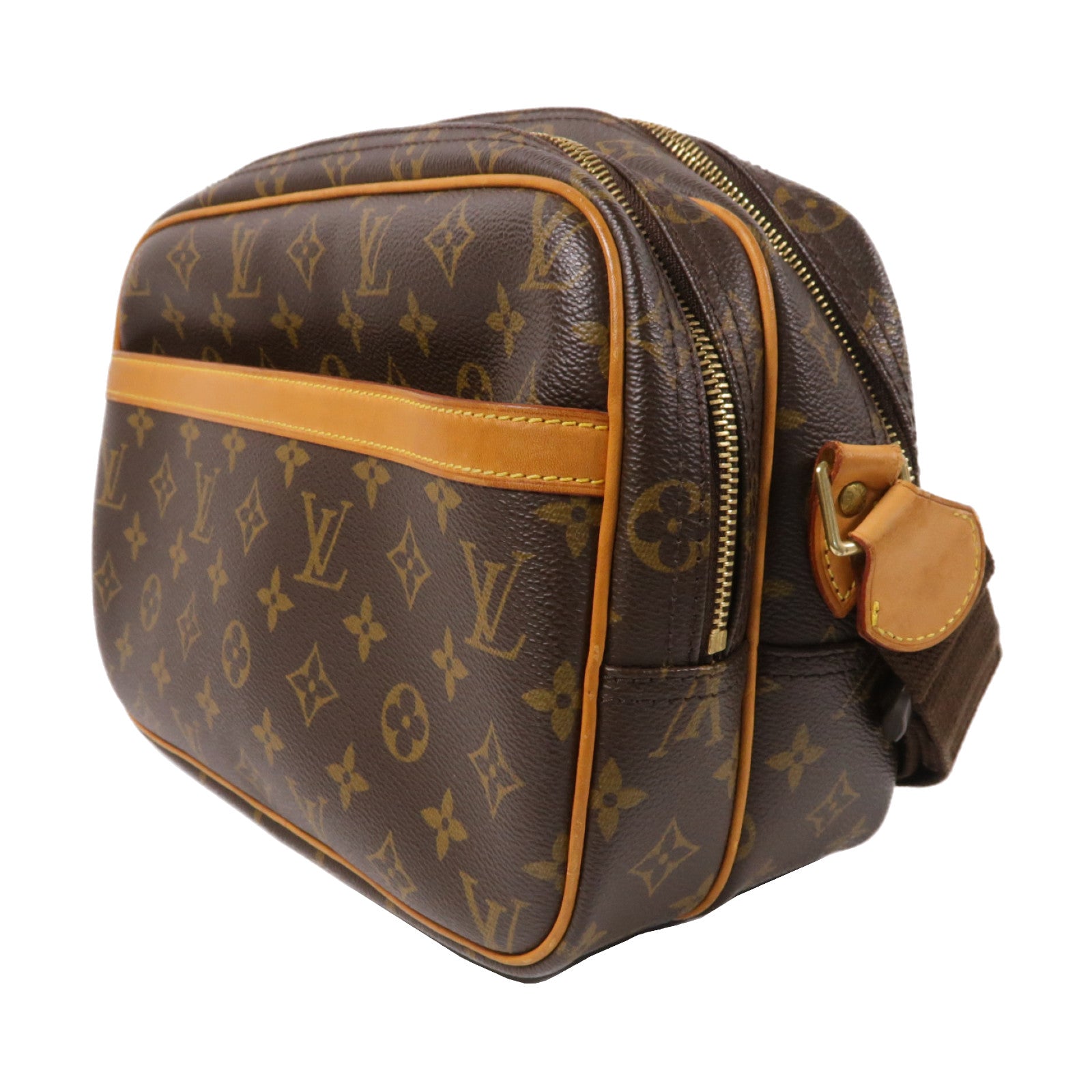 LOUIS VUITTON Monogram Reporter金扣肩背袋啡色