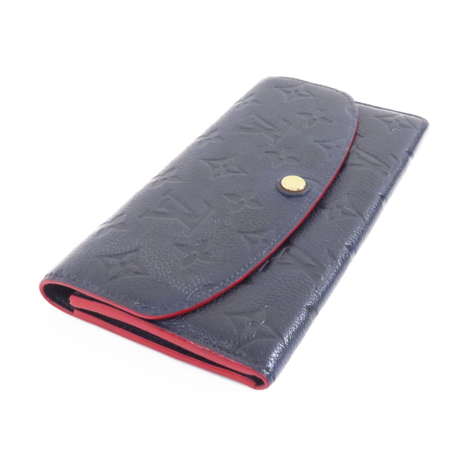 LOUIS VUITTON Monogram Empreinte Emilie金扣長錢包深藍色