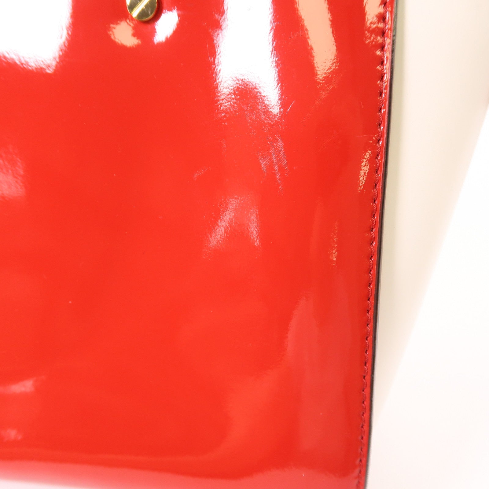 MICHAEL KORS GHW Hand Bag Patent Leather White/Red