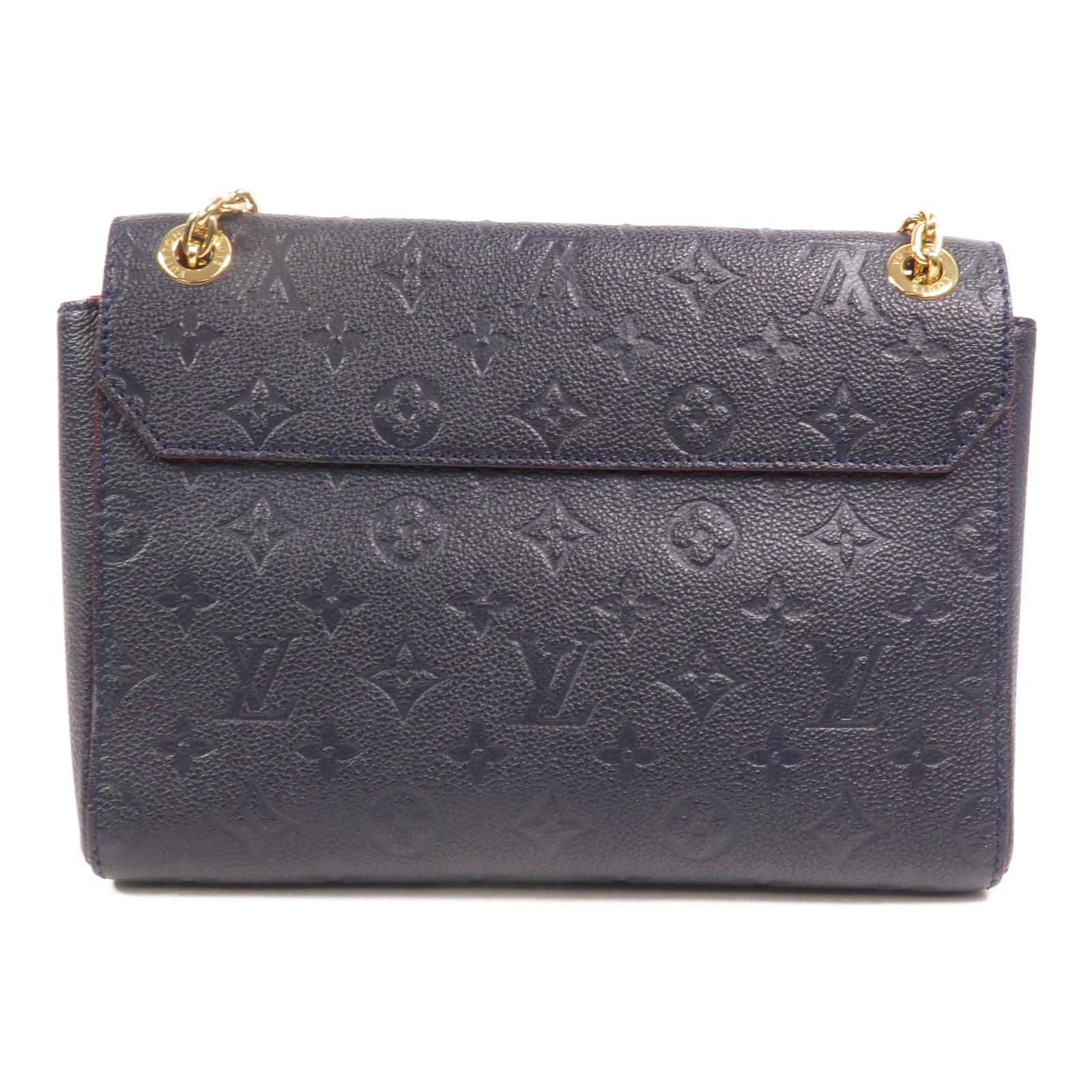 LOUIS VUITTON Monogram Empreinte Vavin PM金扣肩背袋深藍色