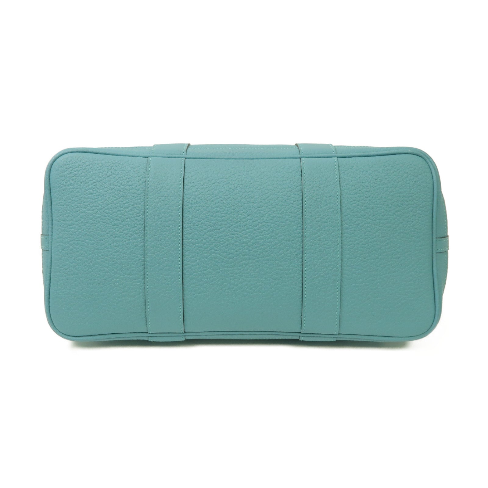HERMES Country皮革Garden Party PM銀扣手挽袋Bleu-Atoll藍色