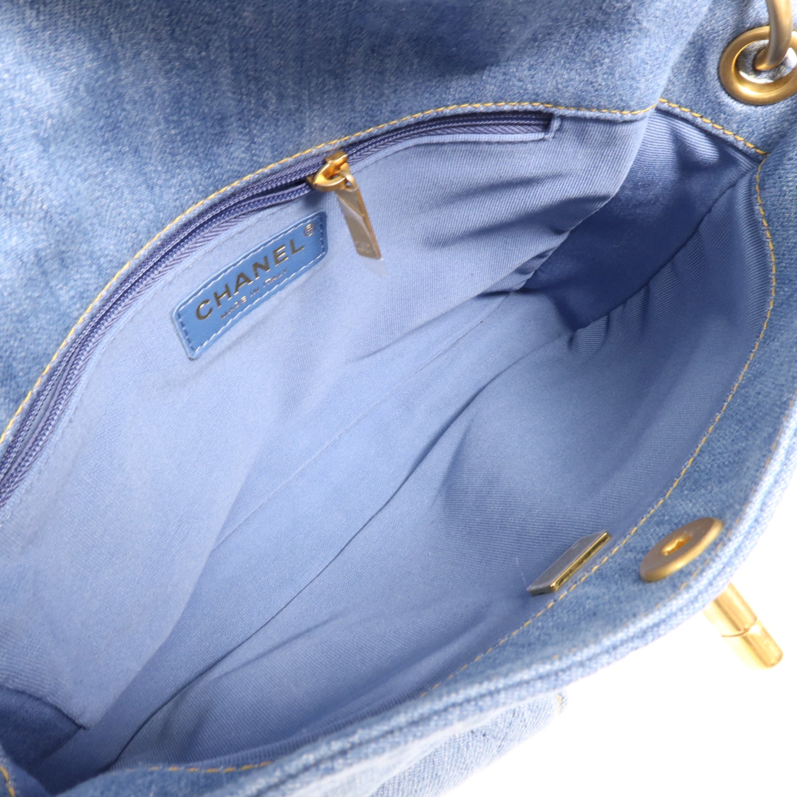 CHANEL 牛仔布Hobo Hand Bag金扣手挽肩背兩用袋