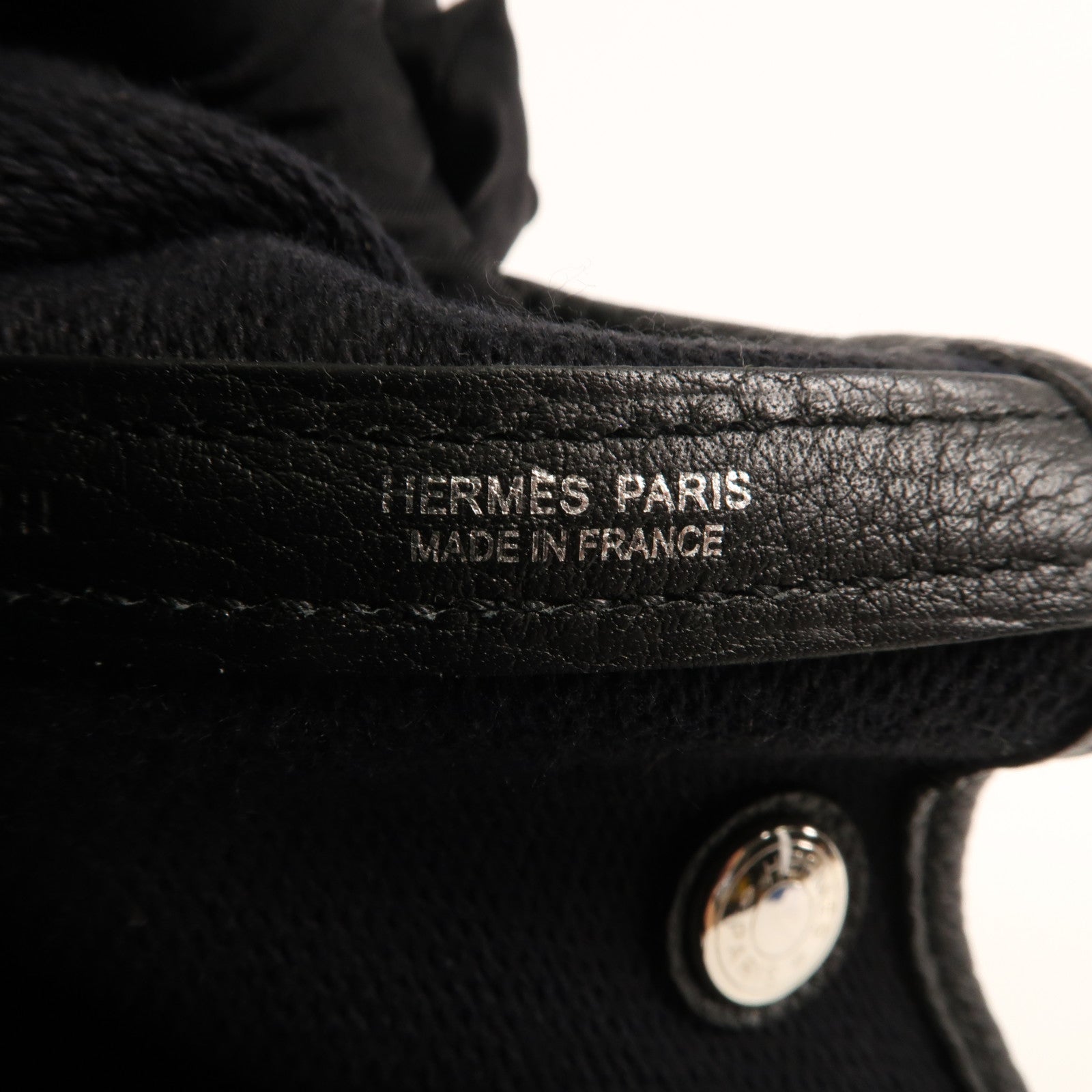 HERMES 帆布Garden Party PM銀扣手挽袋Black/White