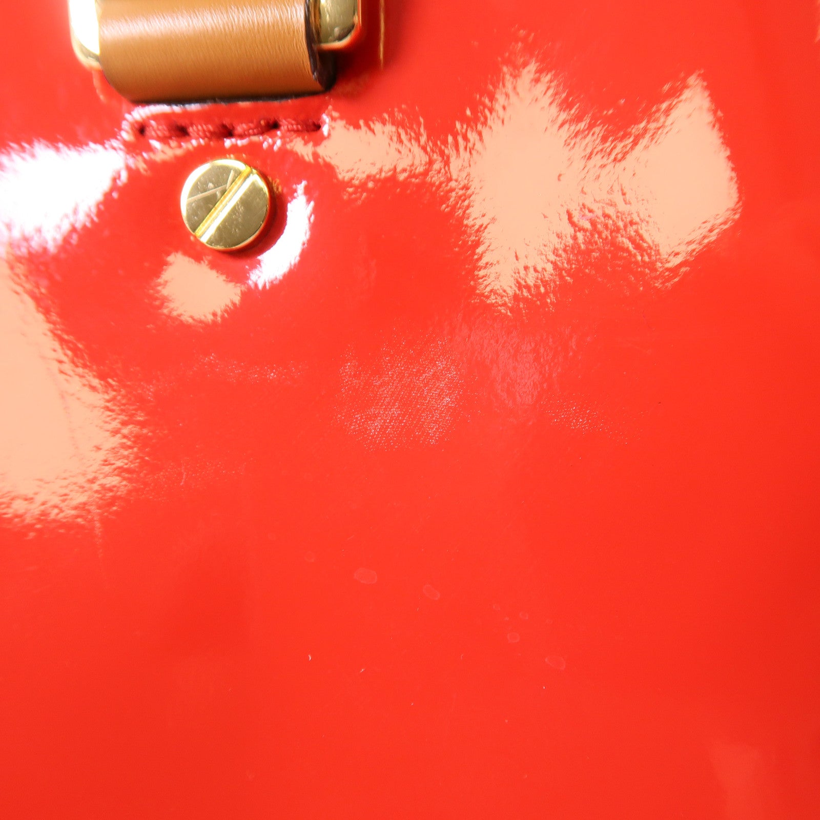 MICHAEL KORS GHW Hand Bag Patent Leather White/Red