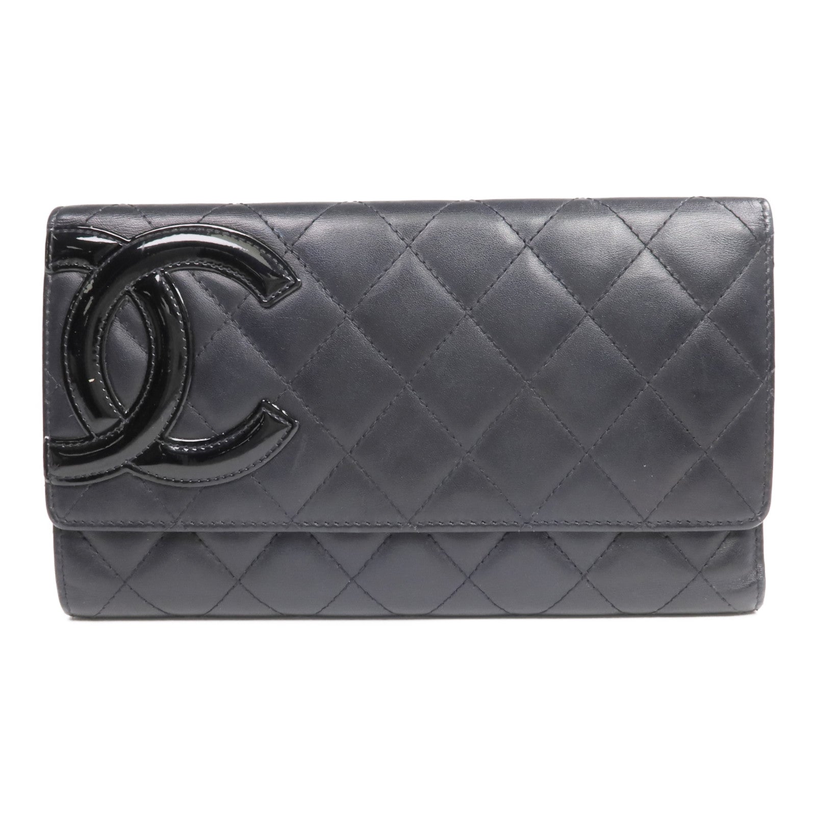 CHANEL 牛皮皮革Cambon Wallet銀扣長錢包