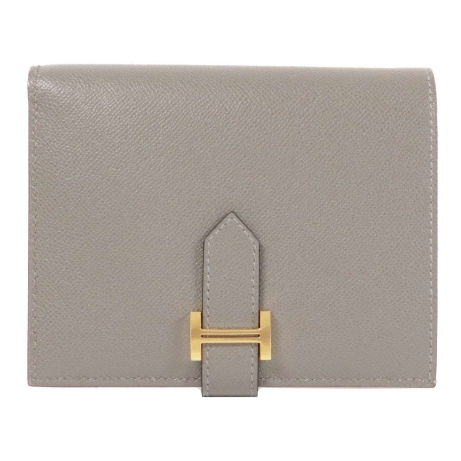 HERMES Madame皮革Bearn Compact Wallet金扣錢包