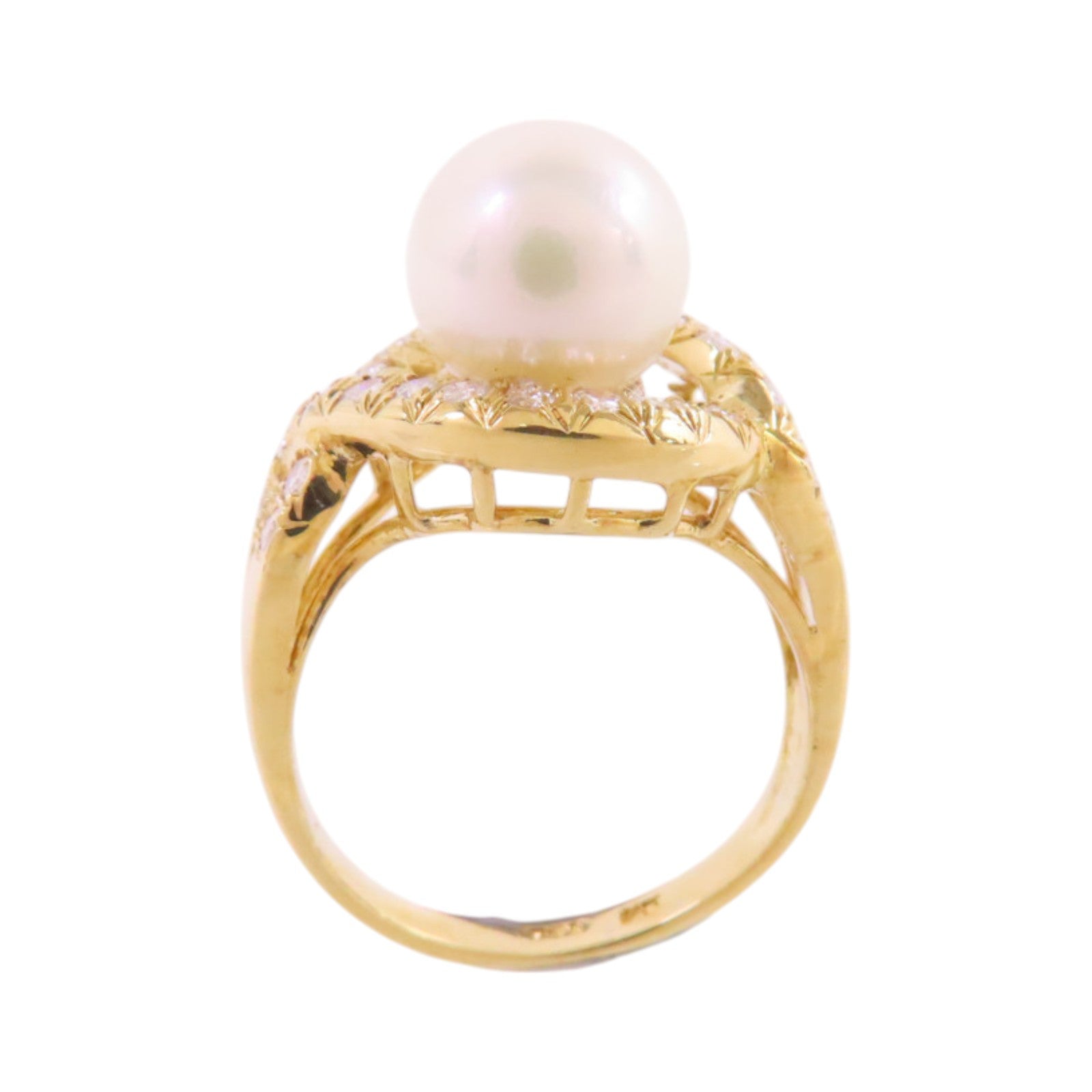 JEWELRY Pearl Diamond Ring US#4.25 18K Yellow Gold