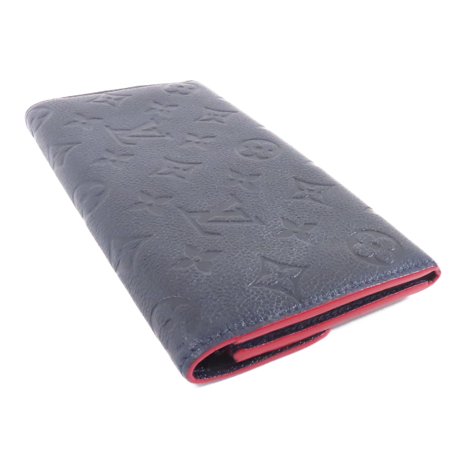 LOUIS VUITTON Monogram Empreinte Emilie金扣長錢包深藍色