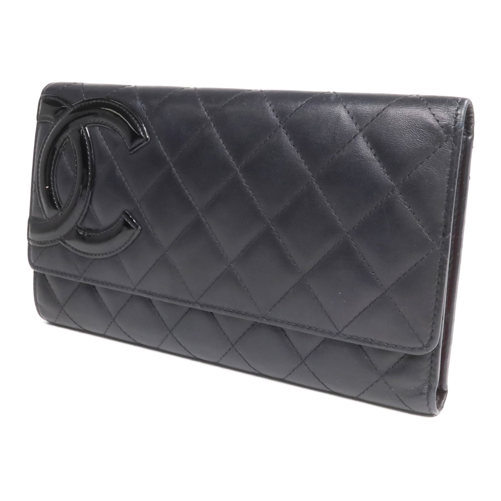 CHANEL 牛皮皮革Cambon Wallet銀扣長錢包