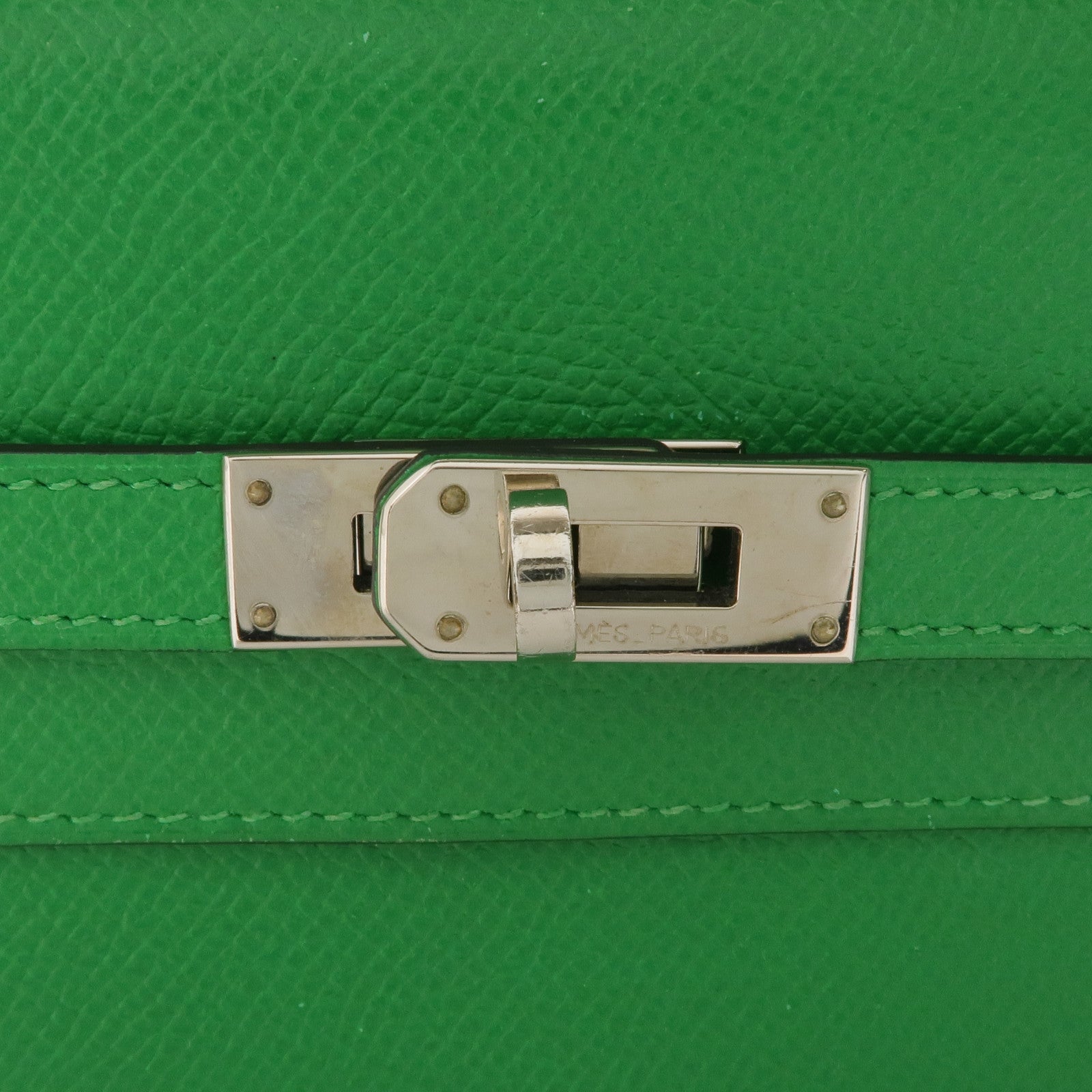 HERMES Epsom皮革Kelly Long Wallet銀扣長錢包Bambou