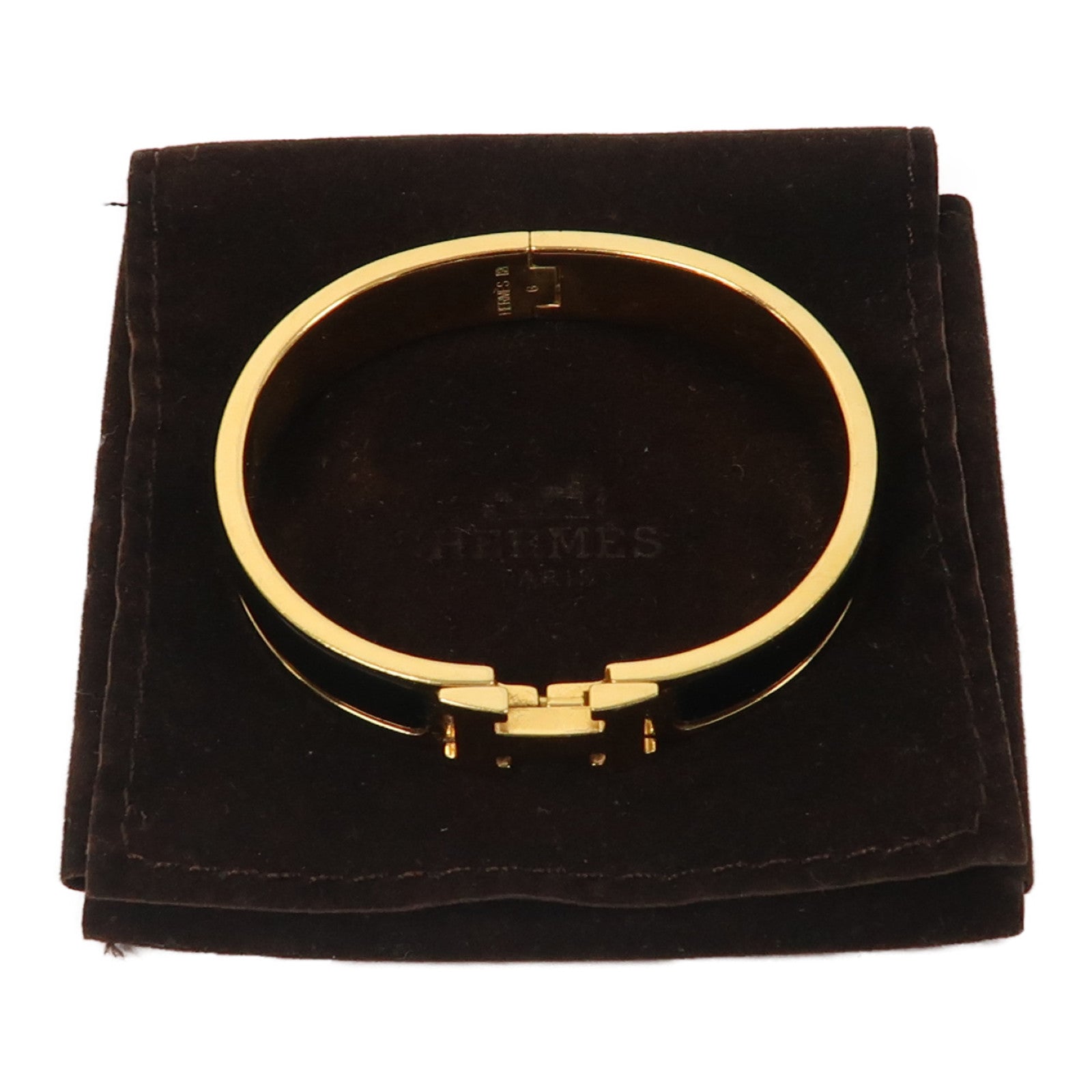 HERMES 金屬Clic H金扣手鐲黑色/金色