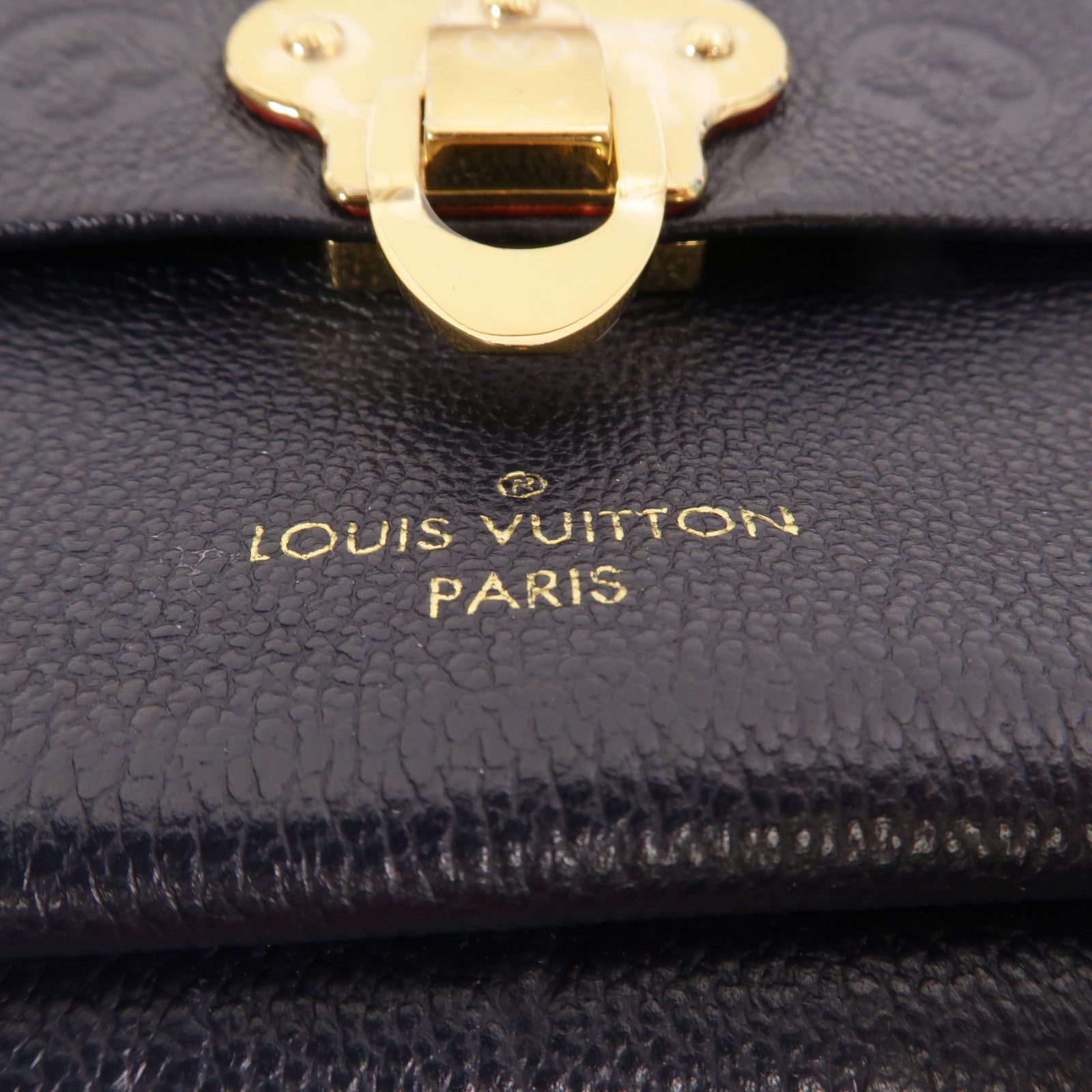 LOUIS VUITTON Monogram Empreinte Vavin PM金扣肩背袋深藍色